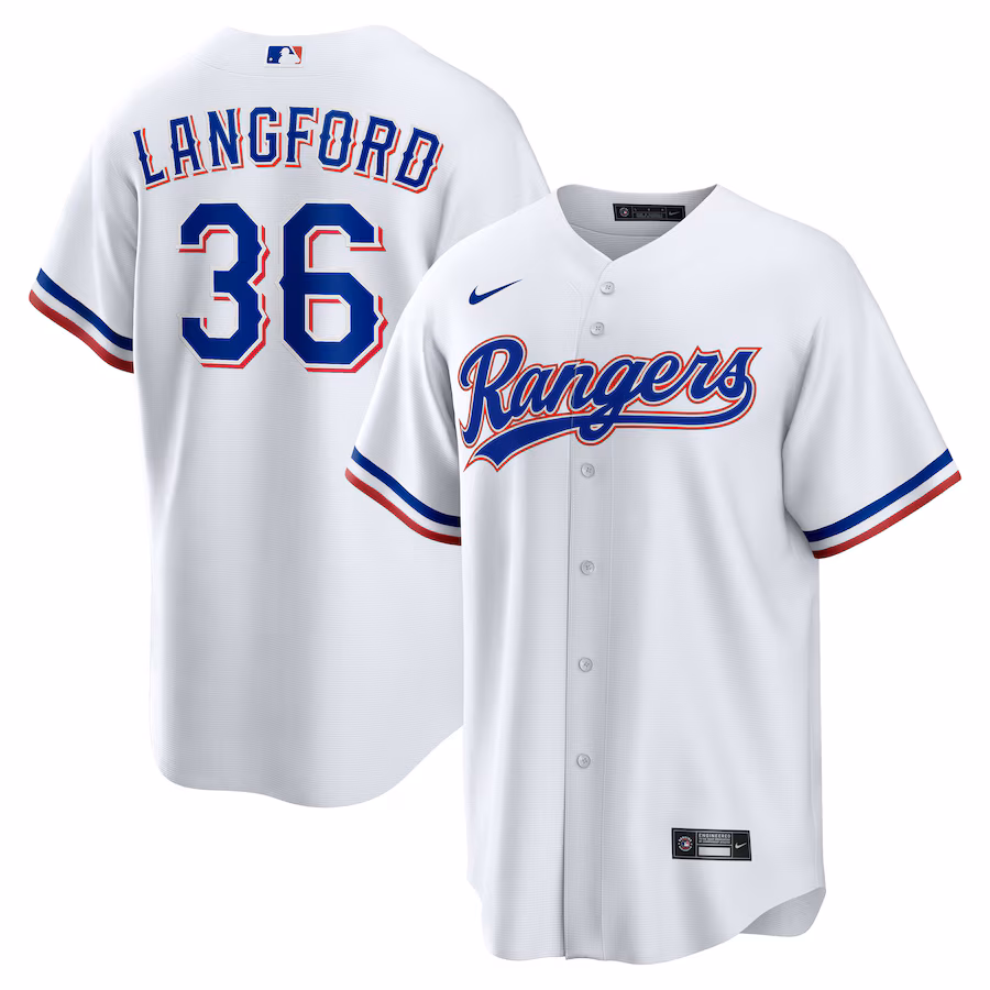 Youth Texas Rangers Wyatt Langford Nike White Home Replica Jersey - Jersey