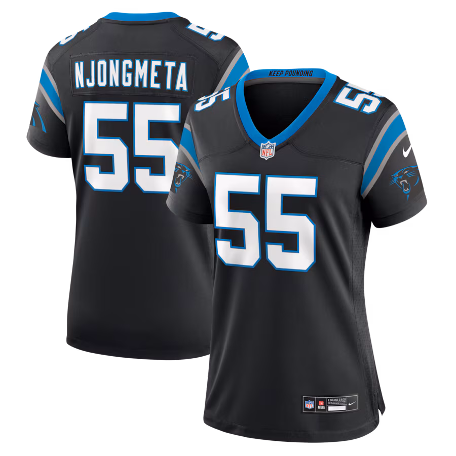 Women's Carolina Panthers Maema Njongmeta Nike Black Team Game Jersey - Jersey
