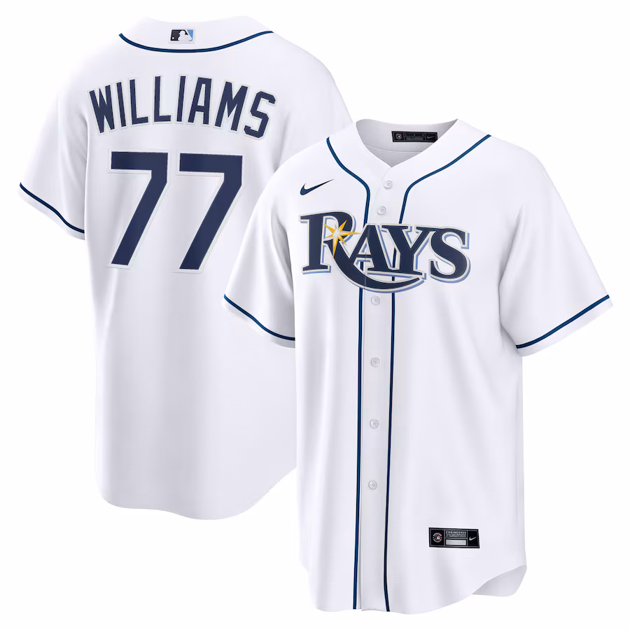 Men's Tampa Bay Rays Carson Williams Nike White Home Replica Player Jersey - Jersey