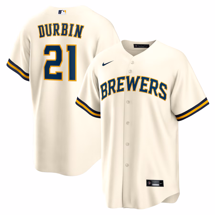 Men's Milwaukee Brewers Caleb Durbin Nike Cream Home Replica Jersey - Jersey