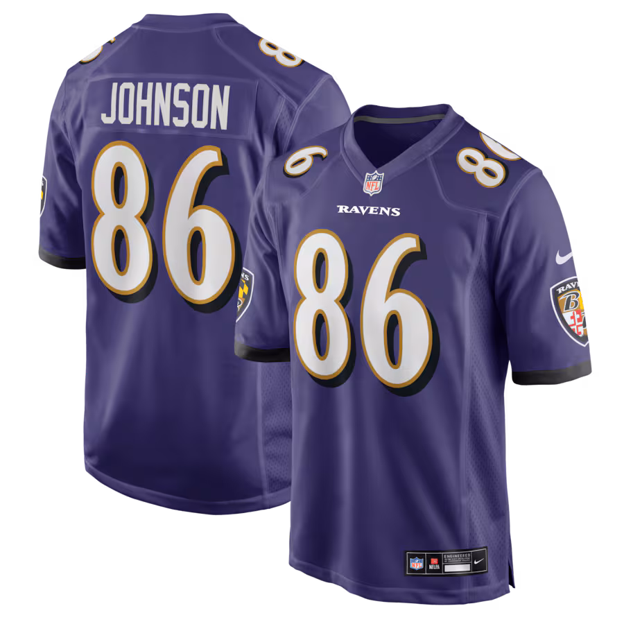 Men's Baltimore Ravens Cornelius Johnson Nike Purple Team Game Jersey - Jersey