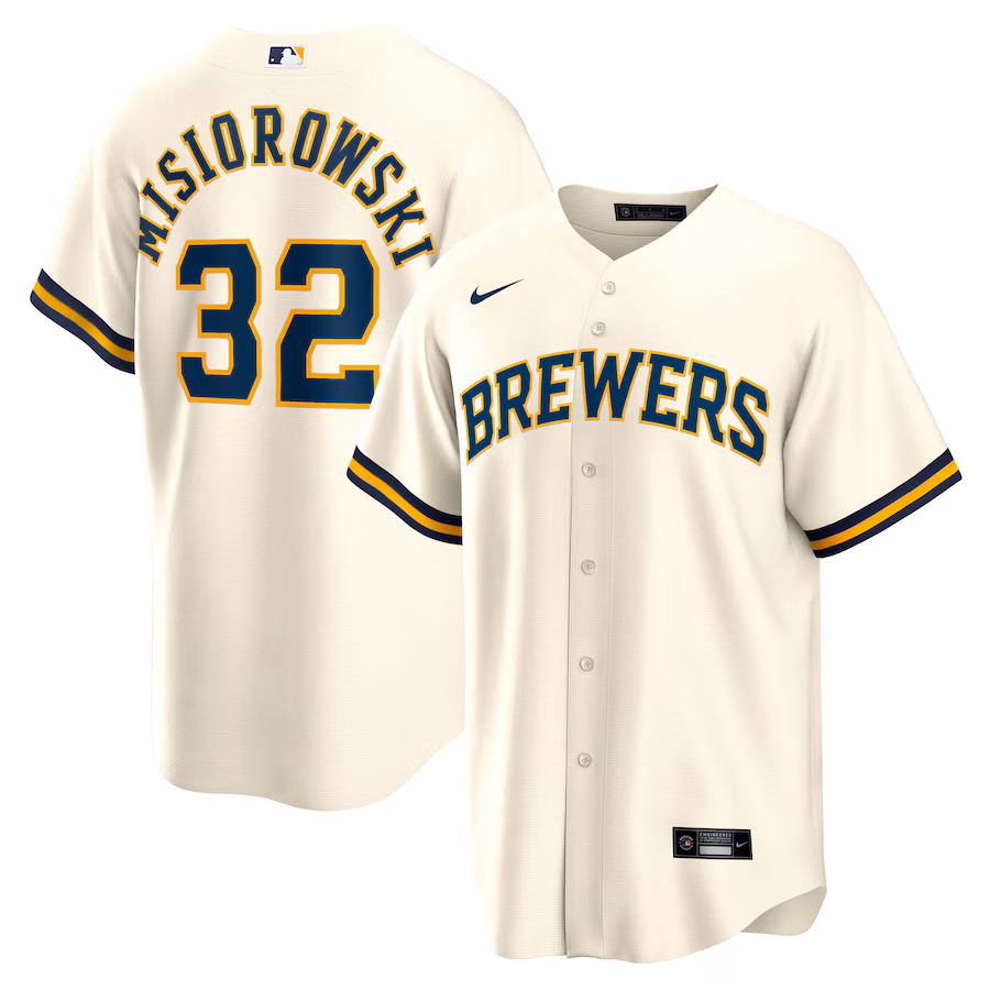 Youth Milwaukee Brewers Jacob Misiorowski Nike Cream Home Replica Jersey - Jersey