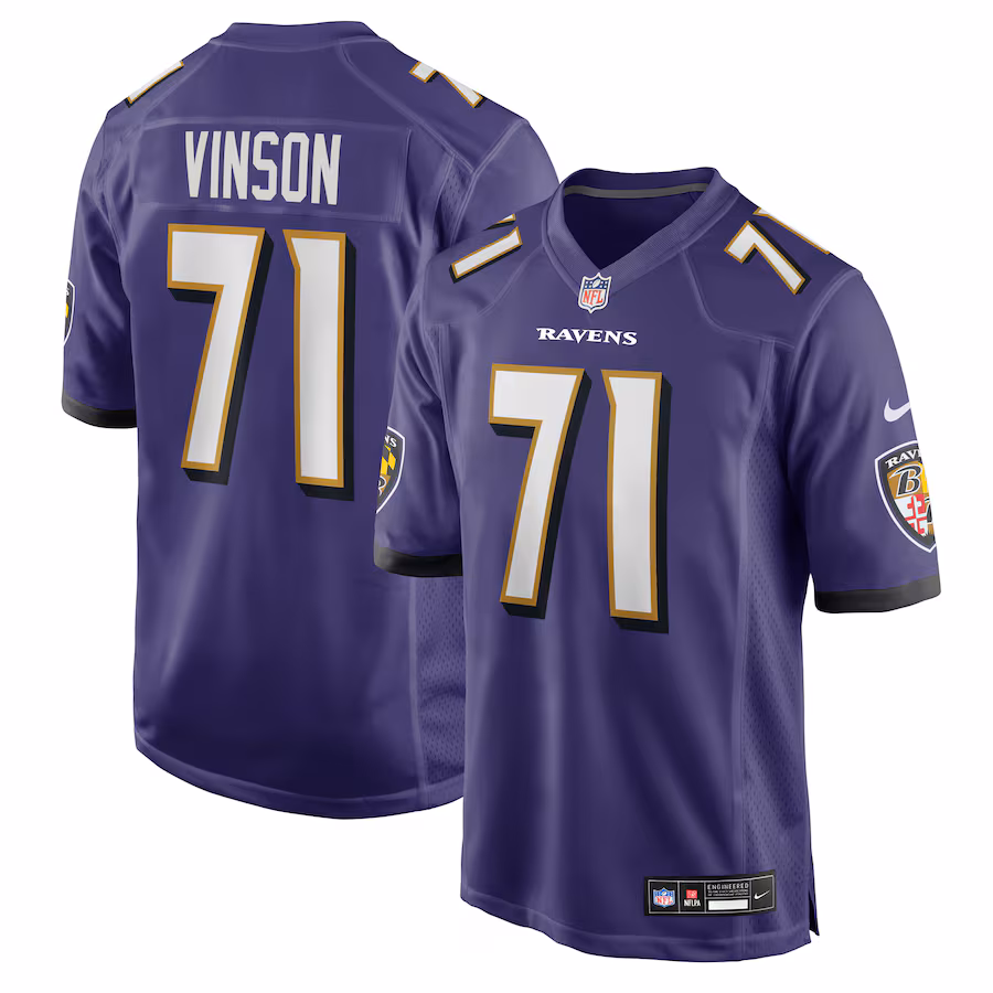Men's Baltimore Ravens Carson Vinson Nike Purple Team Game Jersey - Jersey