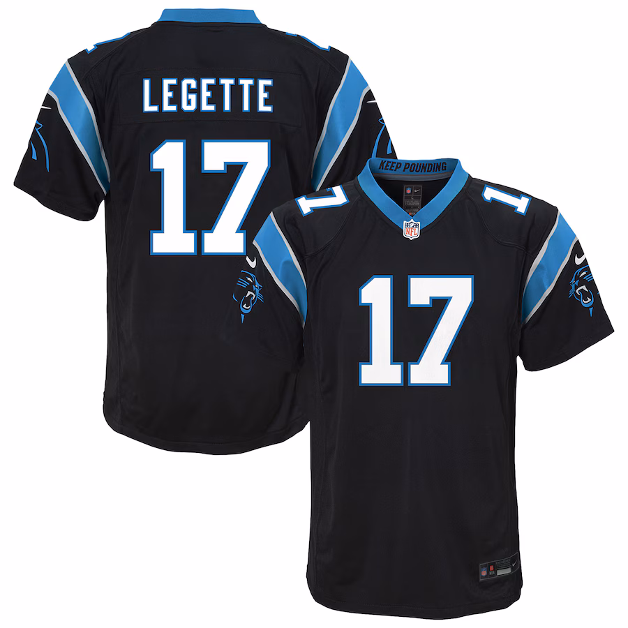 Youth Carolina Panthers Xavier Legette Nike Black Team Game Jersey - Jersey