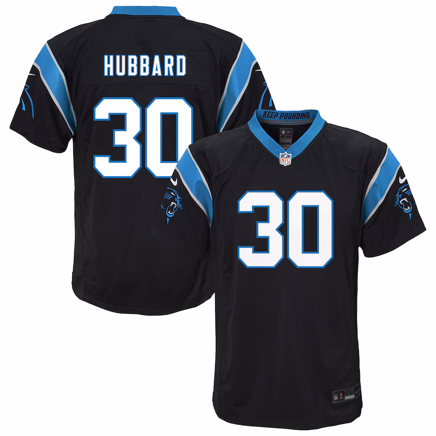Youth Carolina Panthers Chuba Hubbard Nike Black Team Game Jersey - Jersey