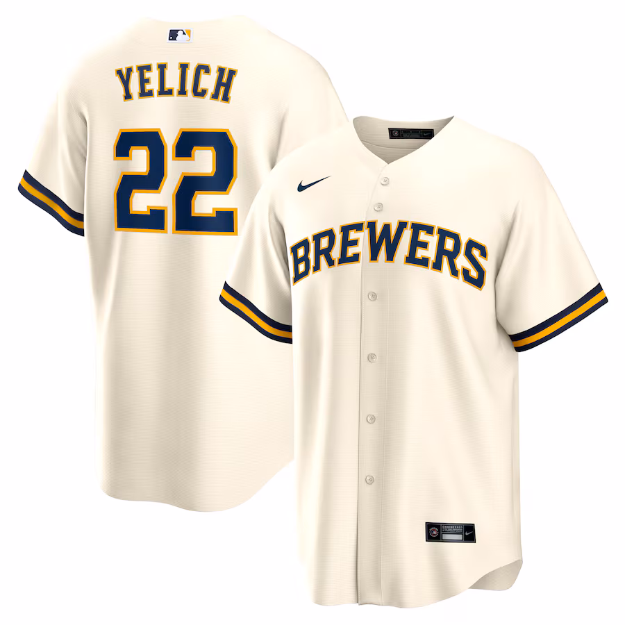 Men's Milwaukee Brewers Christian Yelich Nike Cream Home Replica Player Jersey - Jersey
