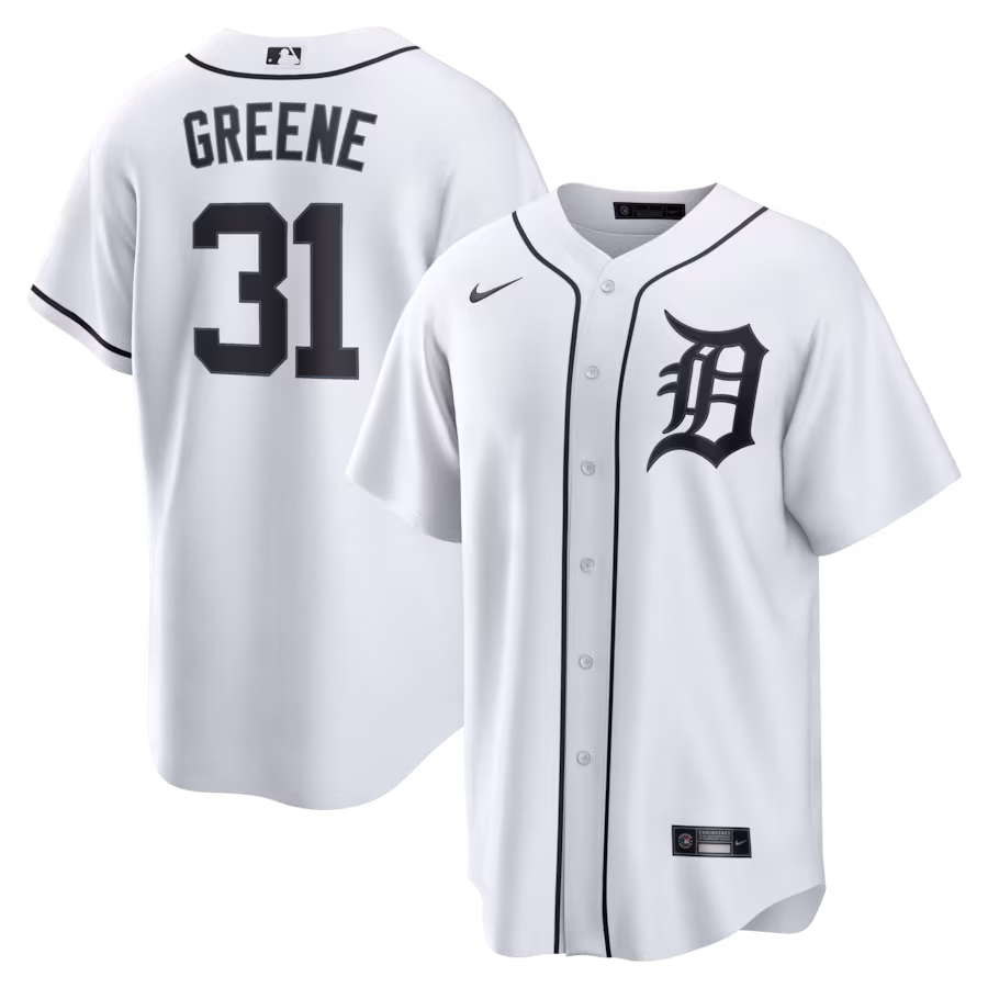 Men's Detroit Tigers Riley Greene Nike White Home Replica Jersey - Jersey