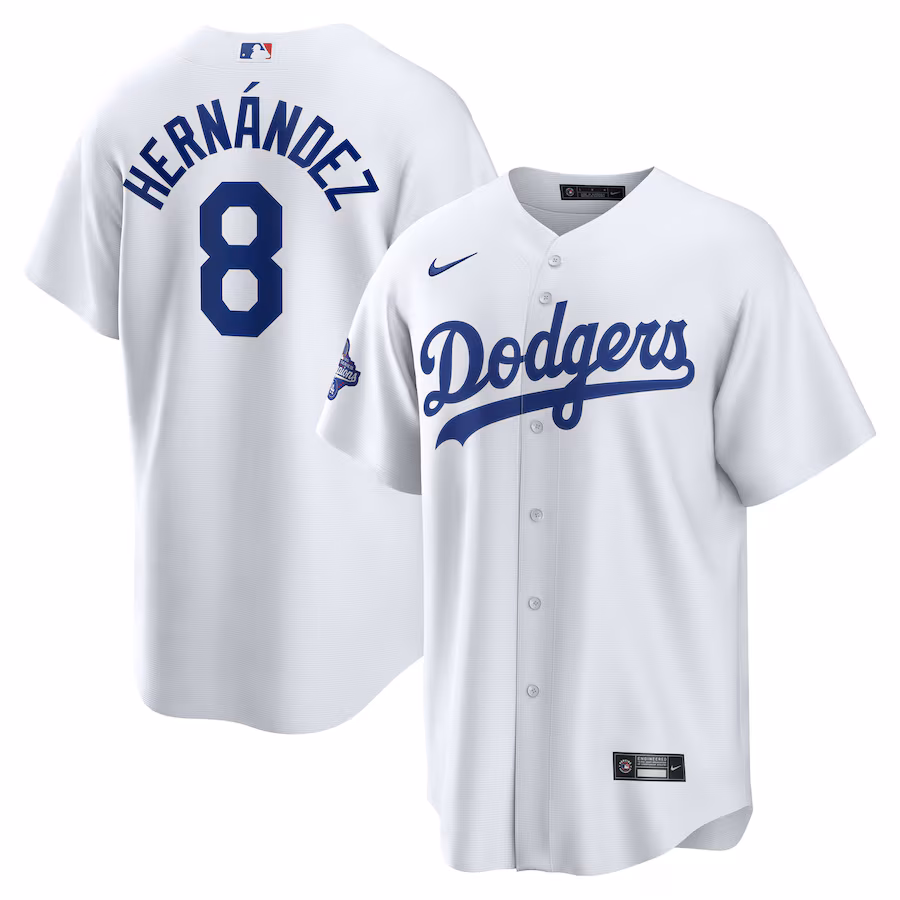 Men's Los Angeles Dodgers Enrique Hernández Nike White Home 2025 World Series Champions Replica Jersey - Jersey