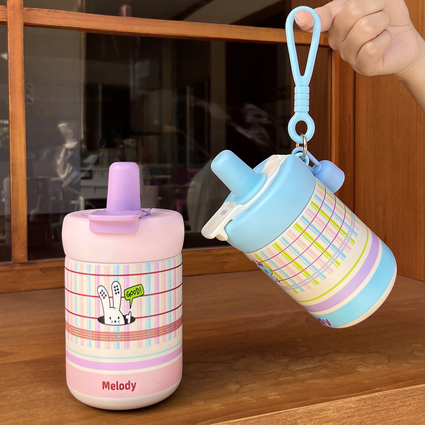 Melody Rabbit Striped Thermos Cup
