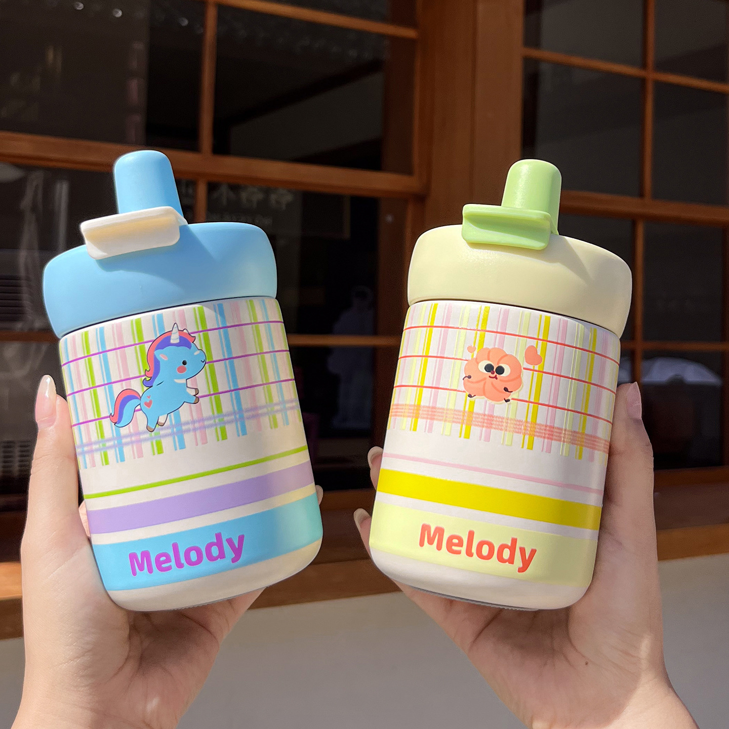 Melody Rabbit Striped Thermos Cup