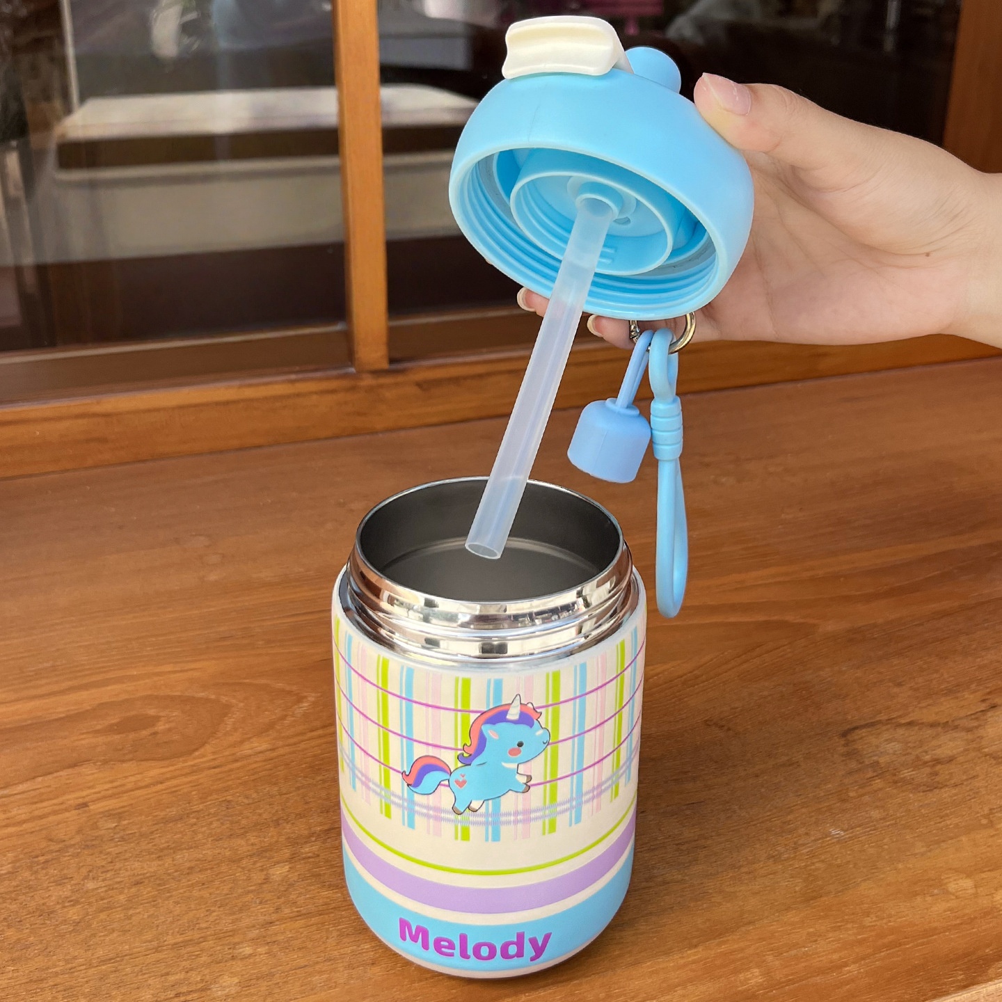 Melody Rabbit Striped Thermos Cup