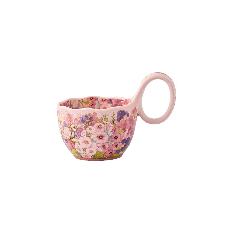 Floral Ceramic Mug with Loop Handle