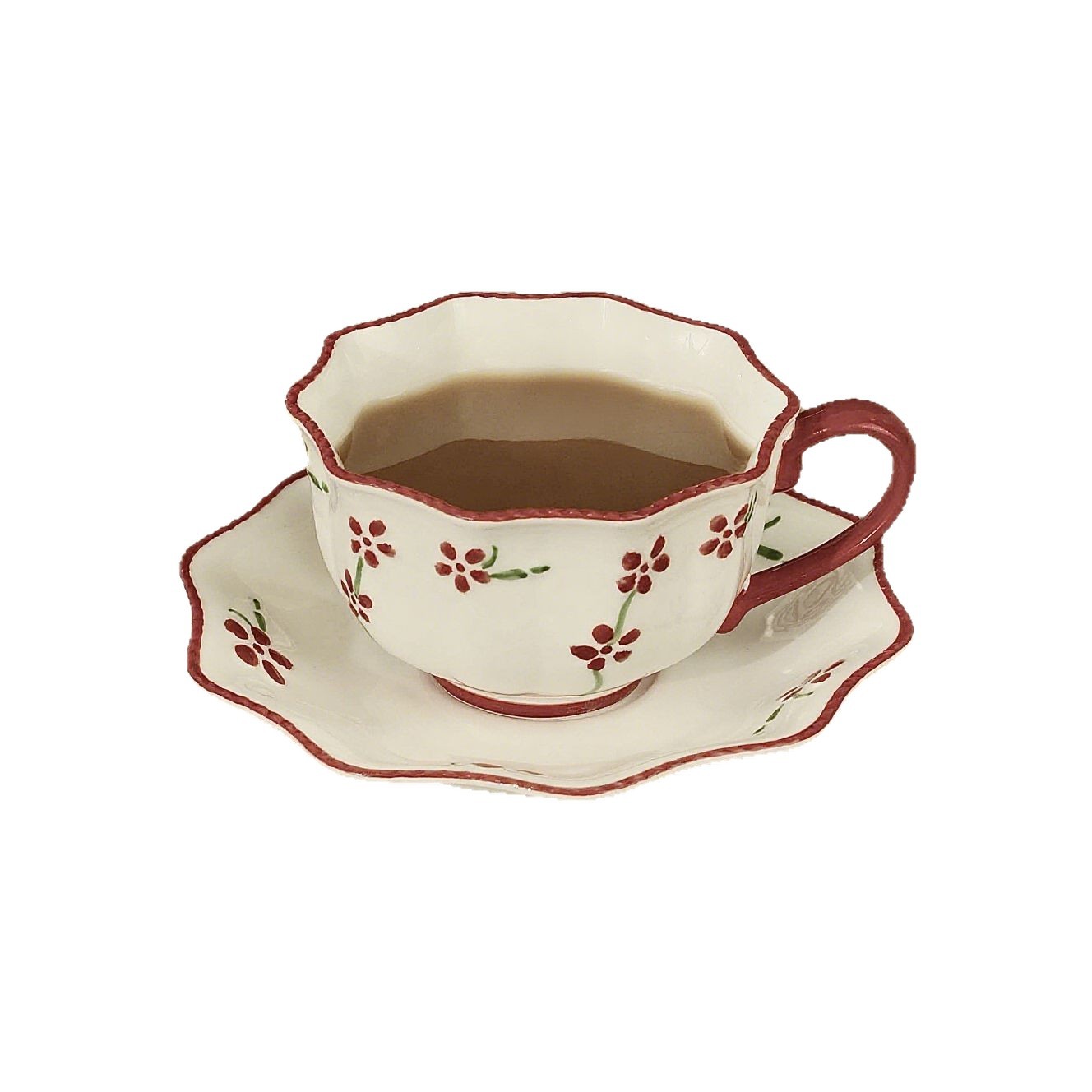 Floral Ceramic Teacup and Saucer Set