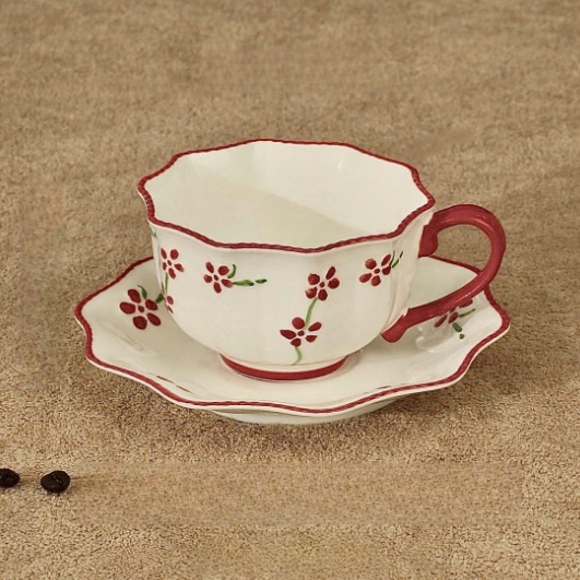 Floral Ceramic Teacup and Saucer Set