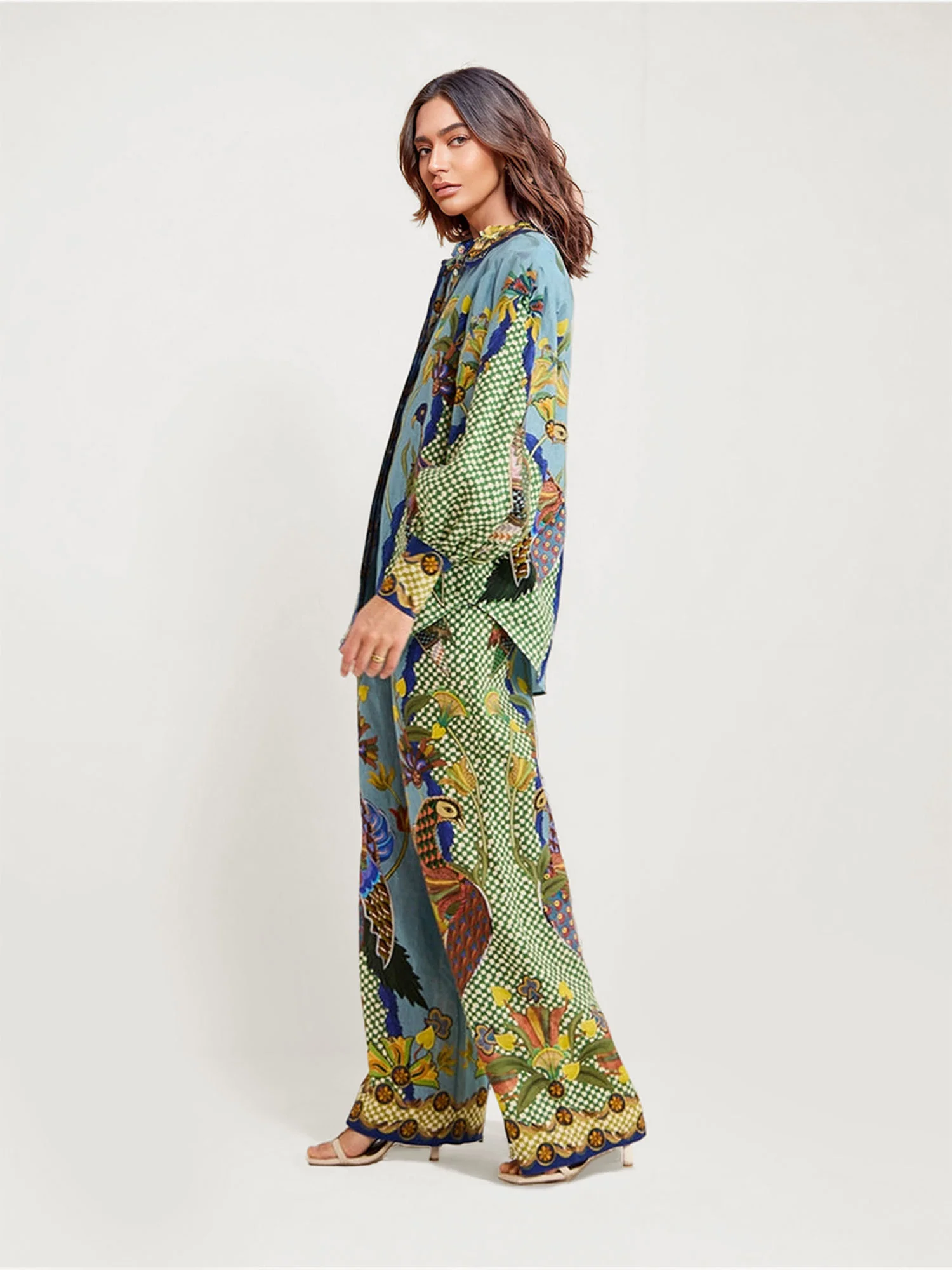Bohemian Floral Print Wide-Leg Pants - XPRESSC