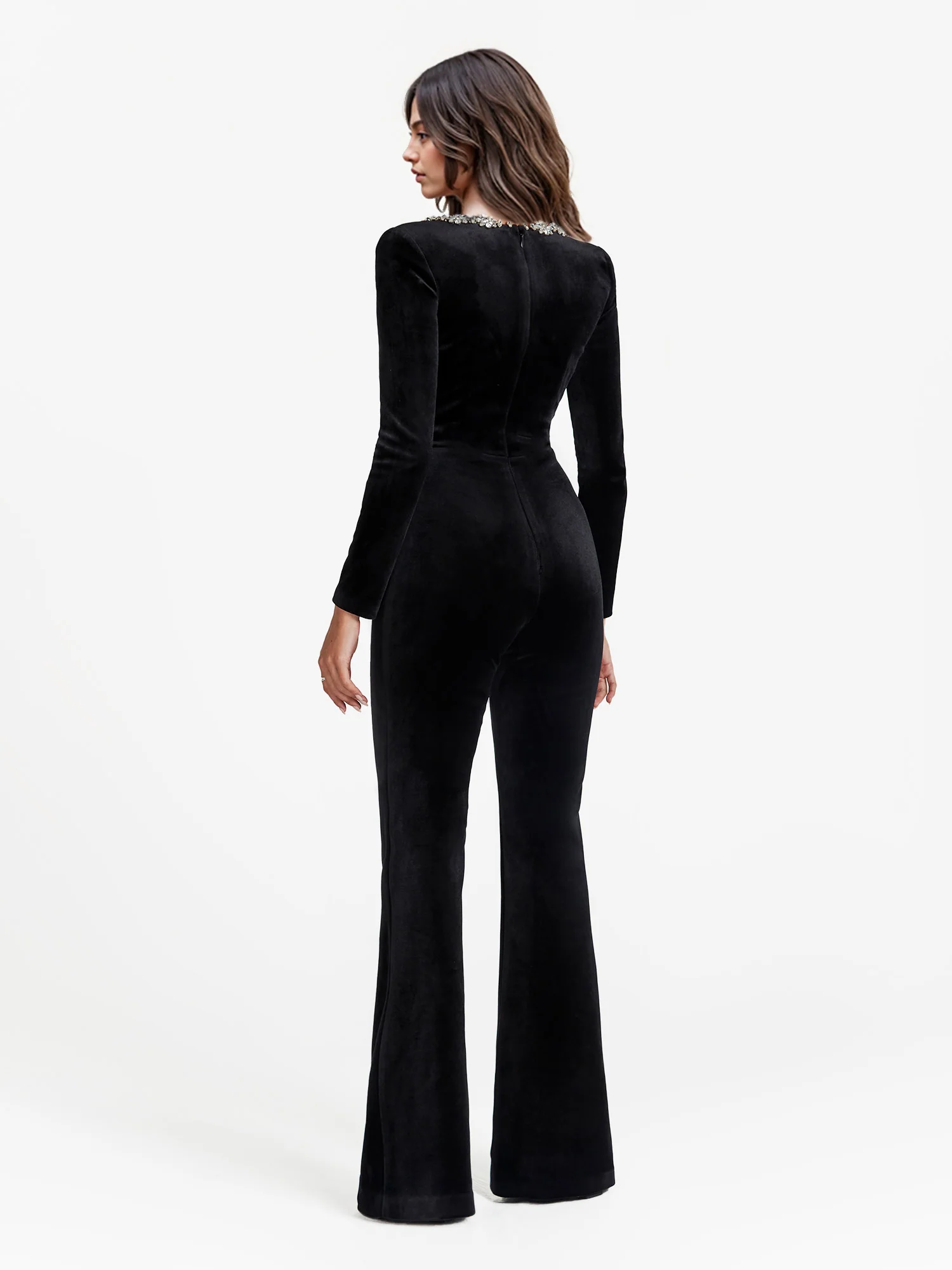 Velvet Floral Embellished Jumpsuit - XPRESSC