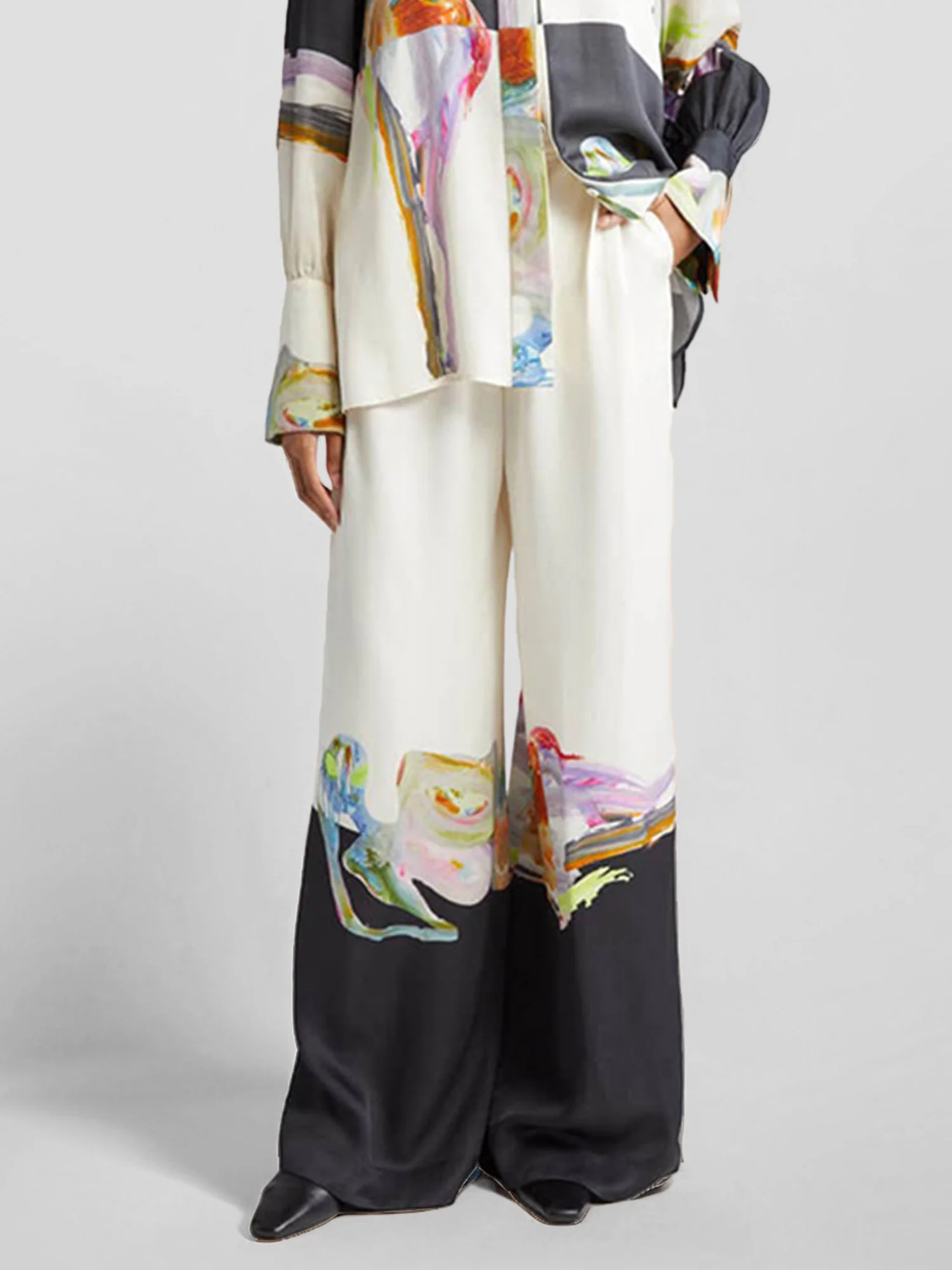 Abstract Art Print Wide-Leg Pants - XPRESSC