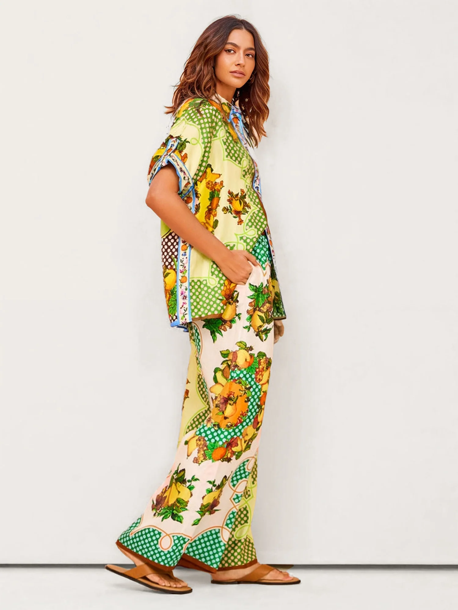 Multicolor Retro Graffiti Lemon Pants - XPRESSC