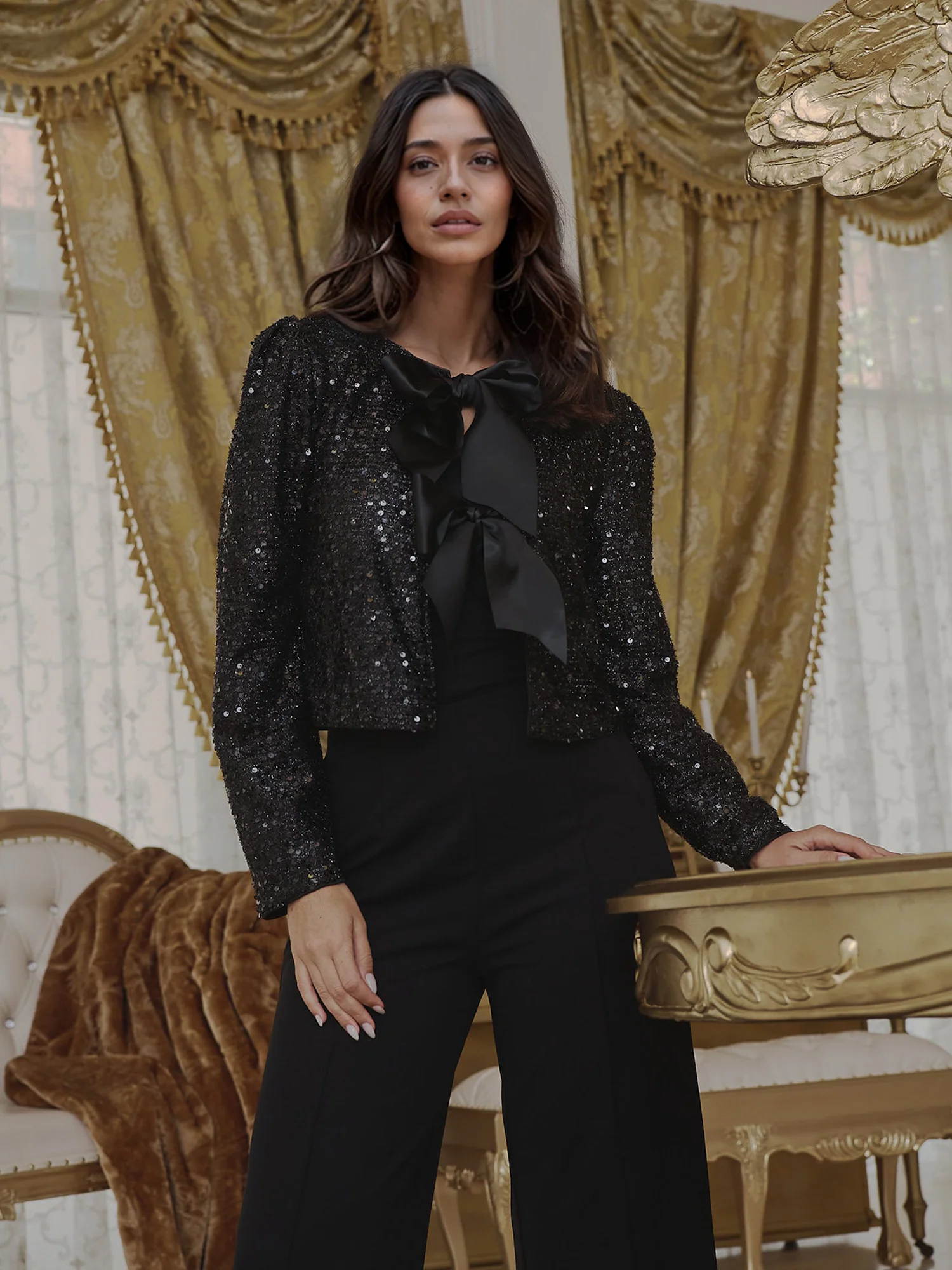 Sequin Bow Detail Top - XPRESSC