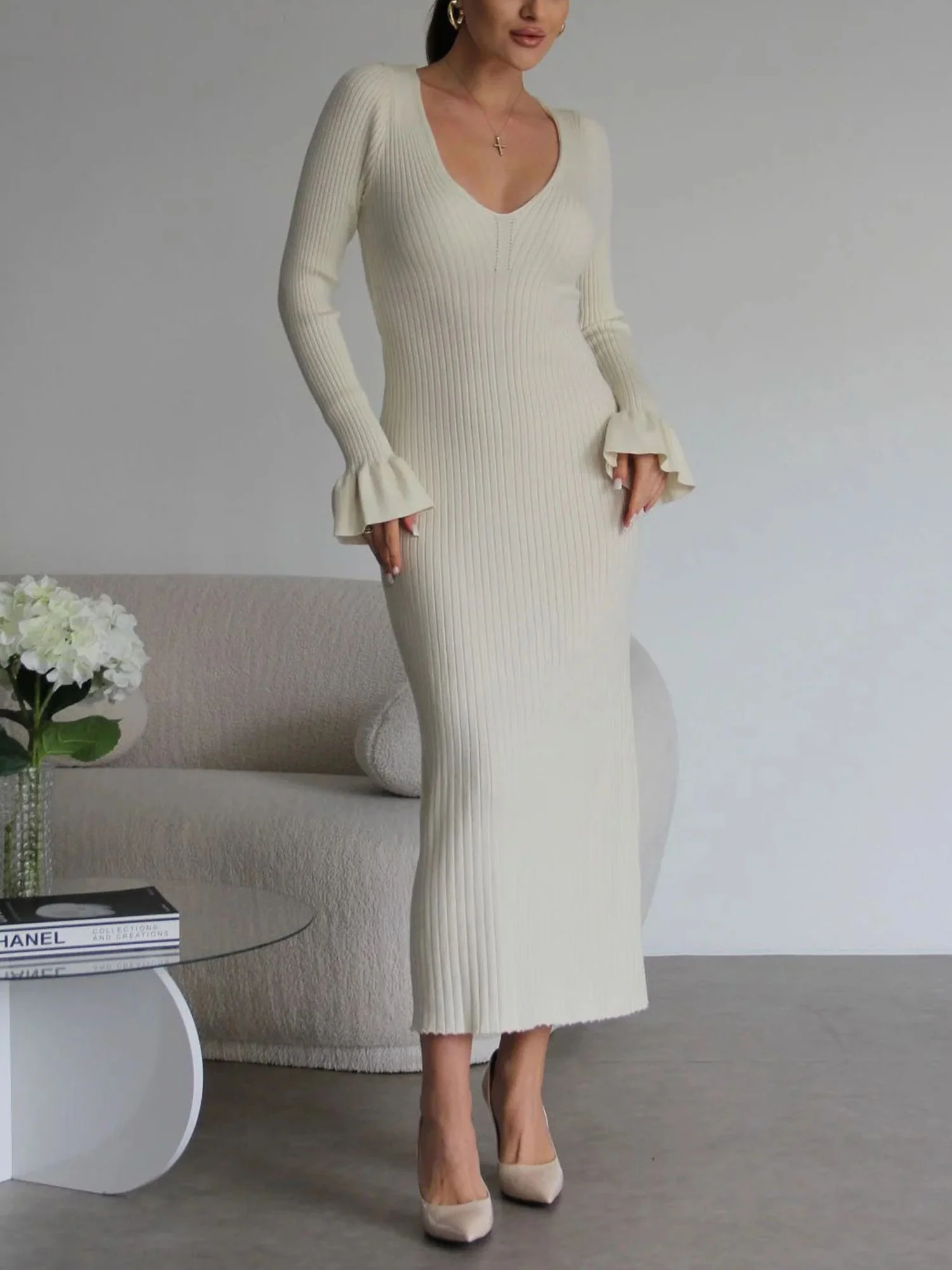 White Ribbed Reverie Maxi Dress - XPRESSC