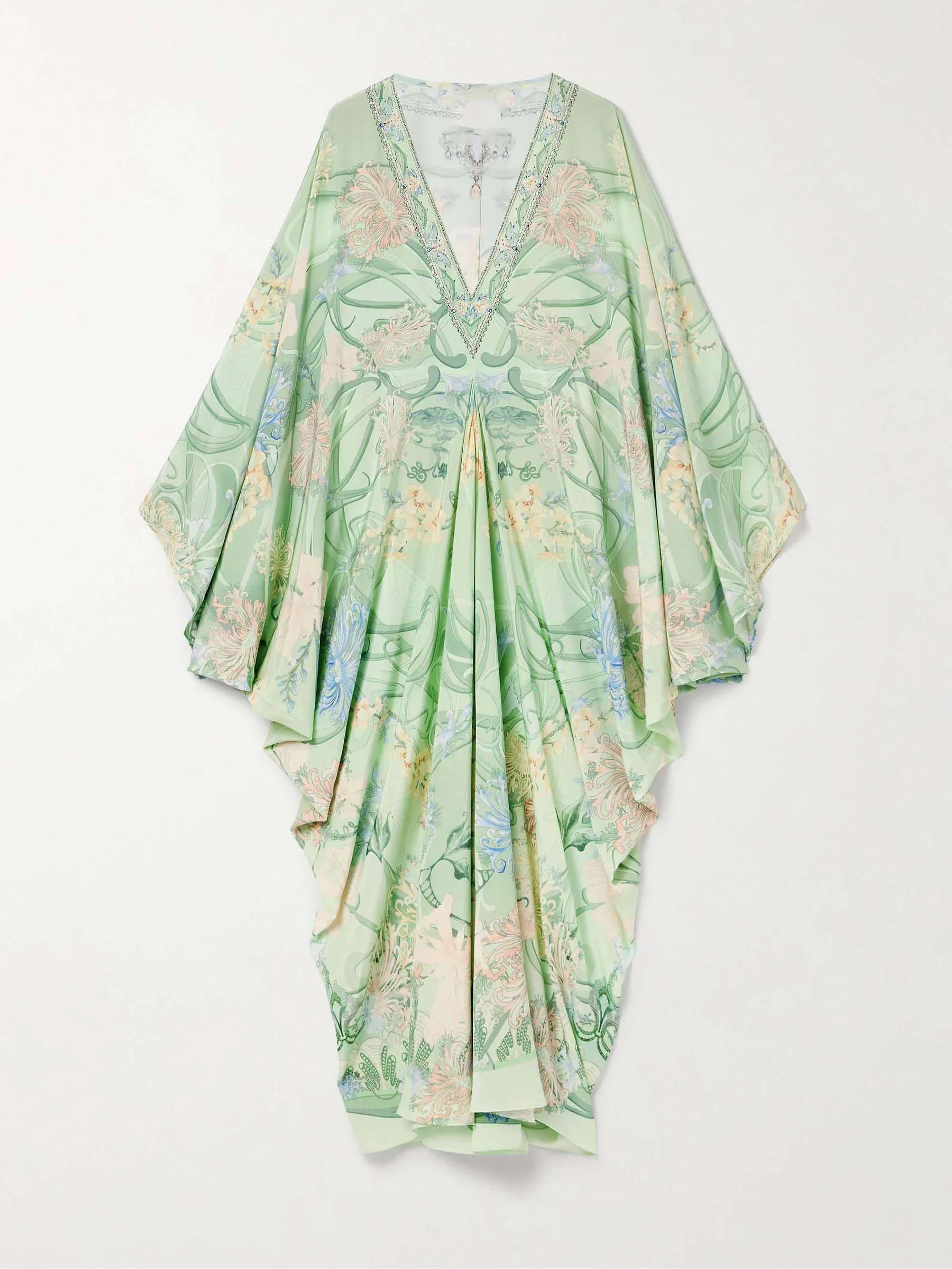 Green Floral Plunge Maxi Dress - XPRESSC