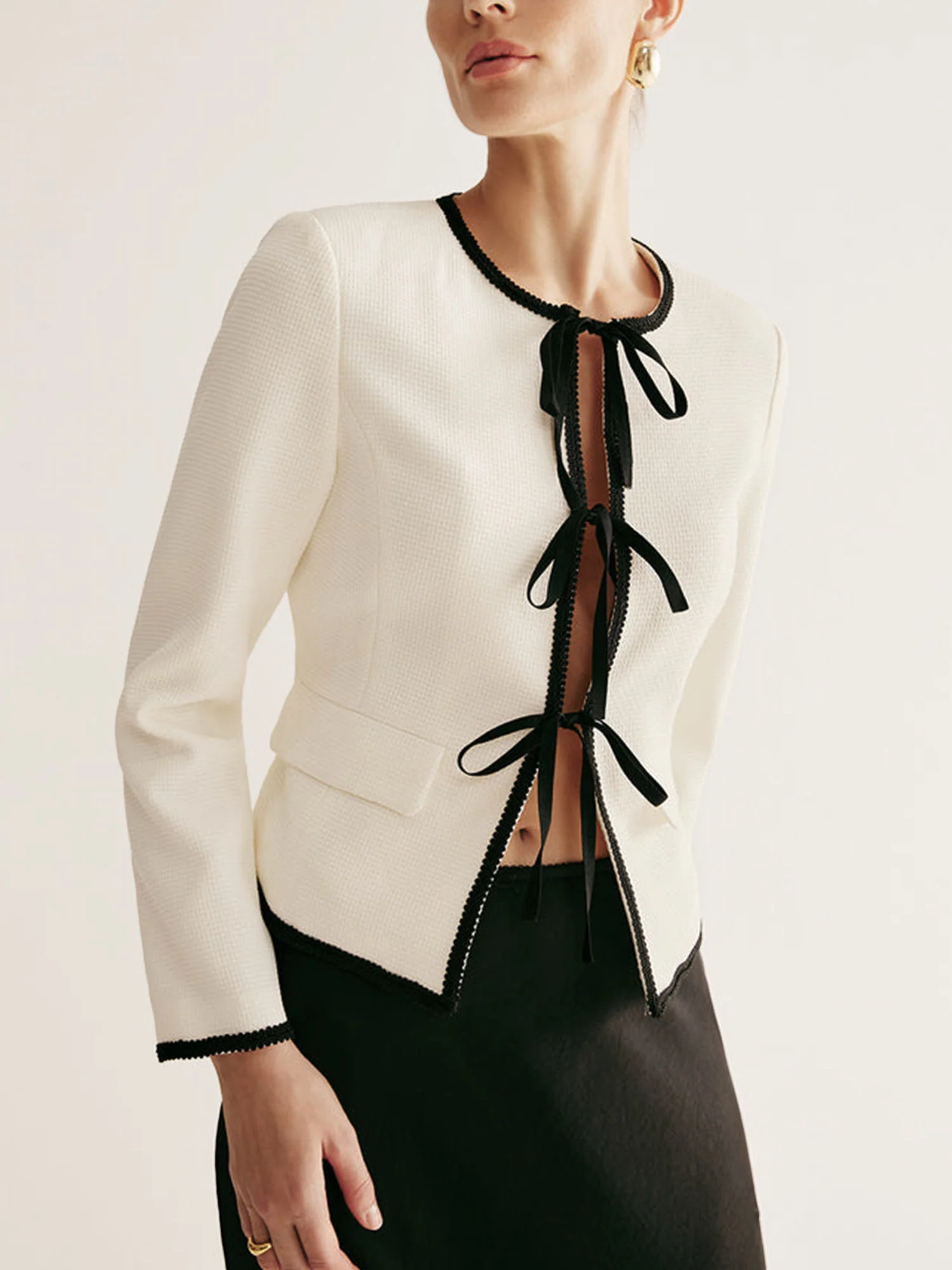 Ivory Bow-Tie Blazer - XPRESSC