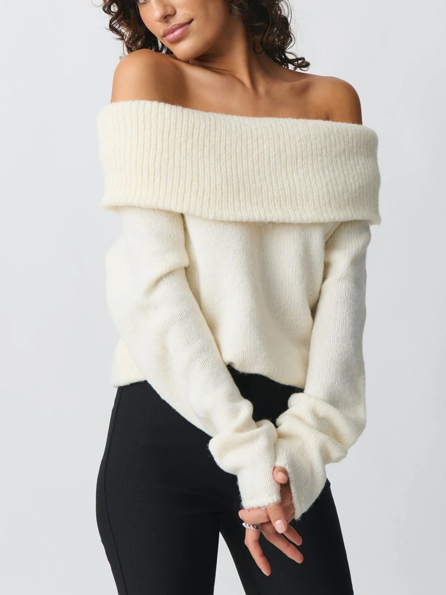 Off Shoulder Collar Top Sweet Versatile Fit - XPRESSC