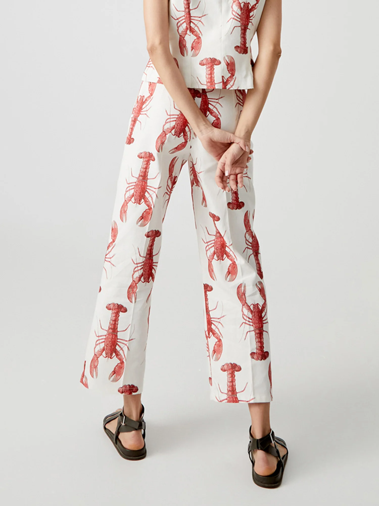 Lobster Print Cropped Pants - XPRESSC