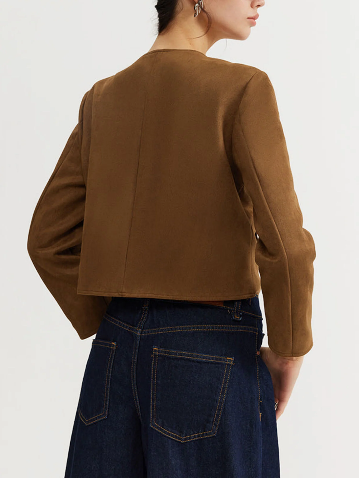 Brown Suede Buttoned Jacket - XPRESSC