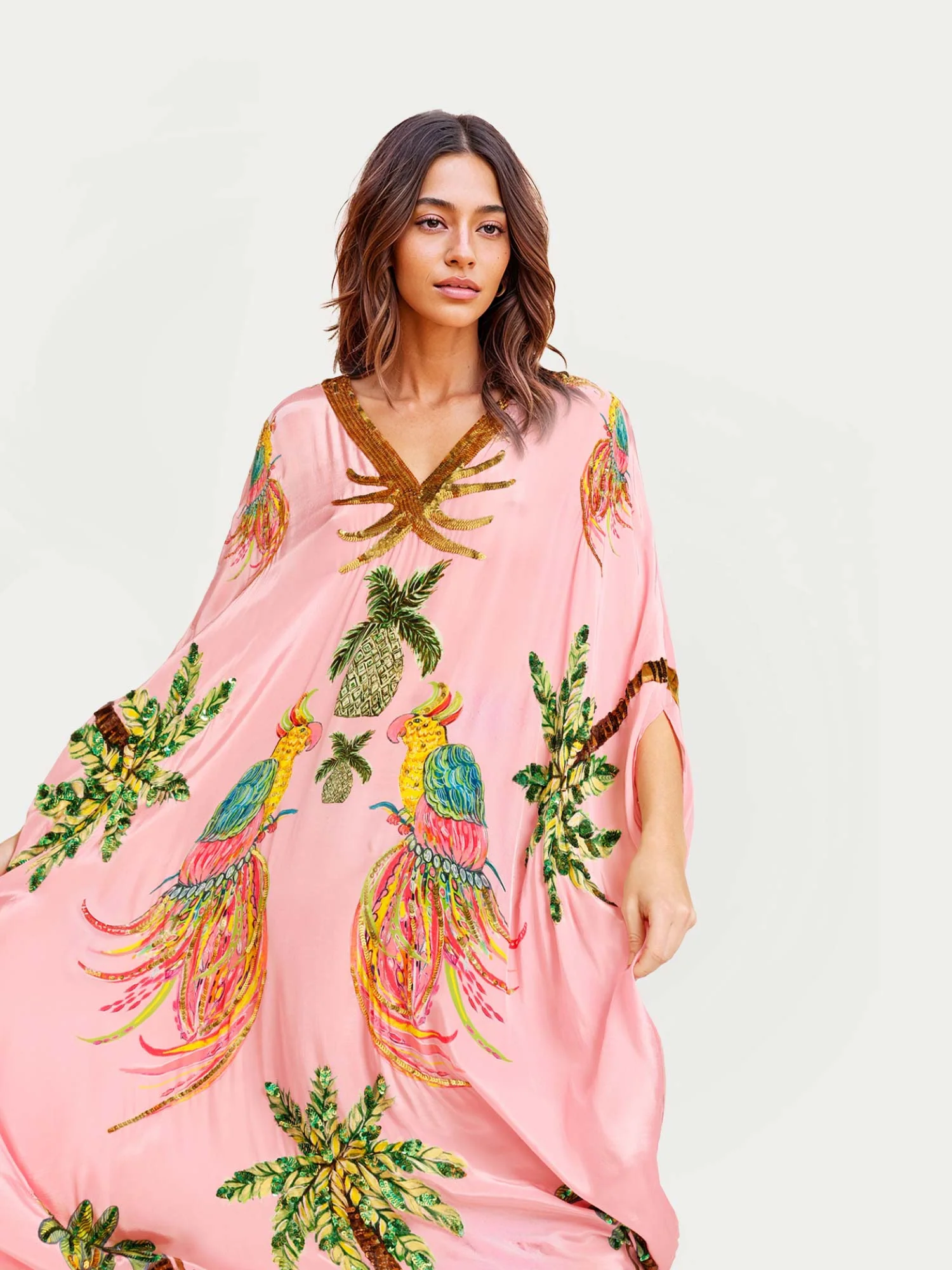 Black/Pink Parrot Print Maxi Dress - XPRESSC