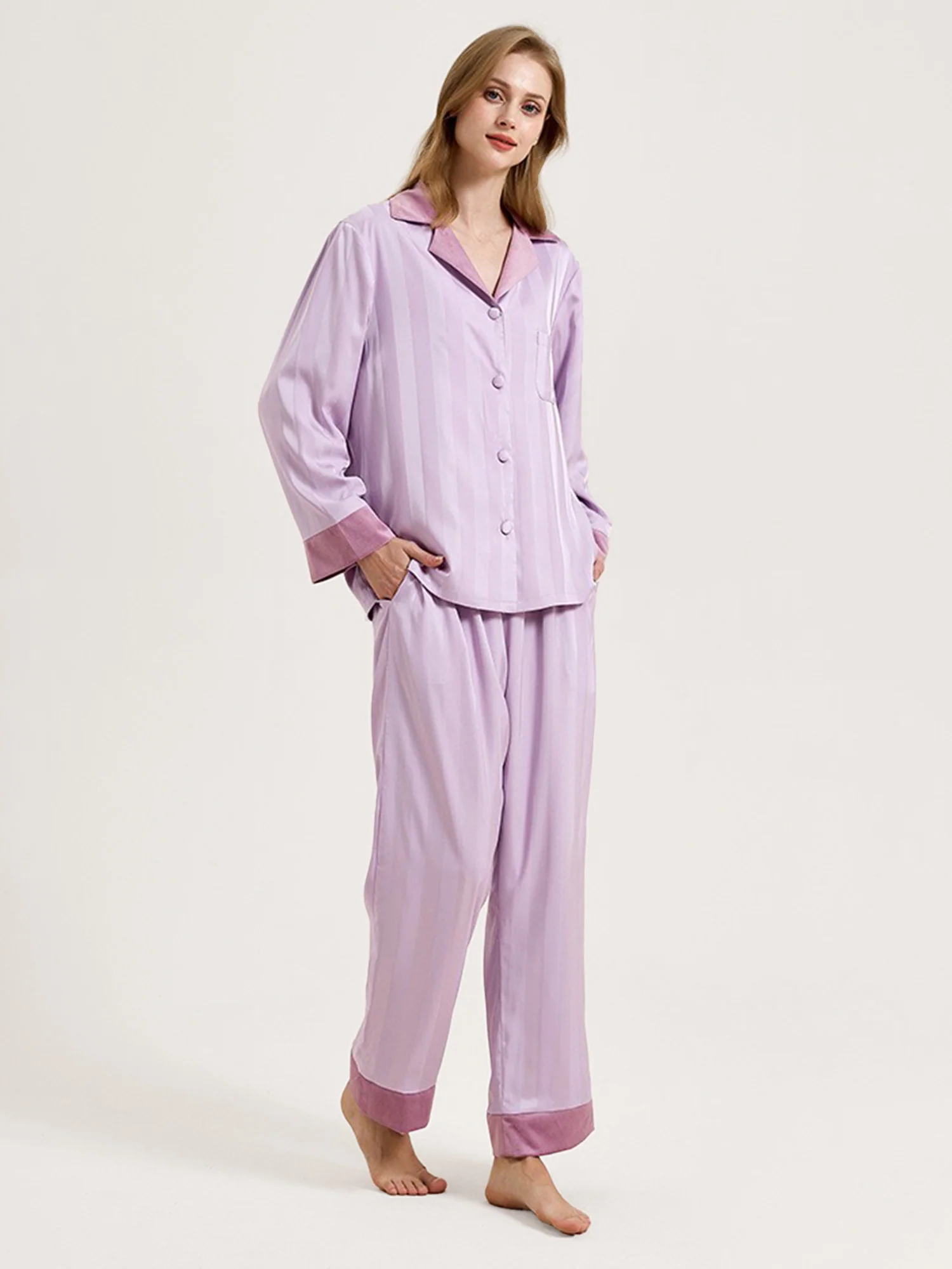 Satin Lavender Pajama Set - XPRESSC