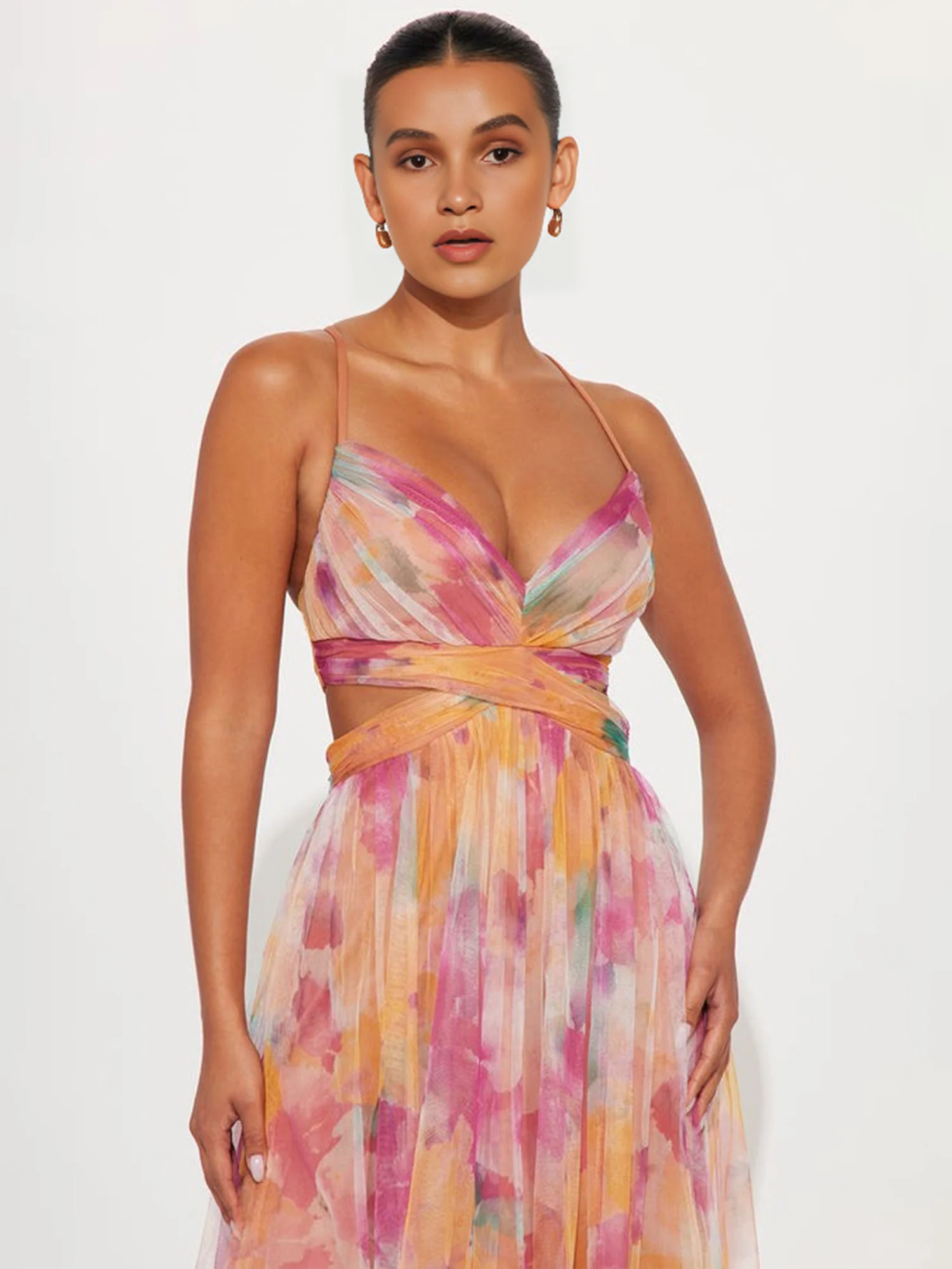 Floral Cross-Back Maxi Dress - XPRESSC