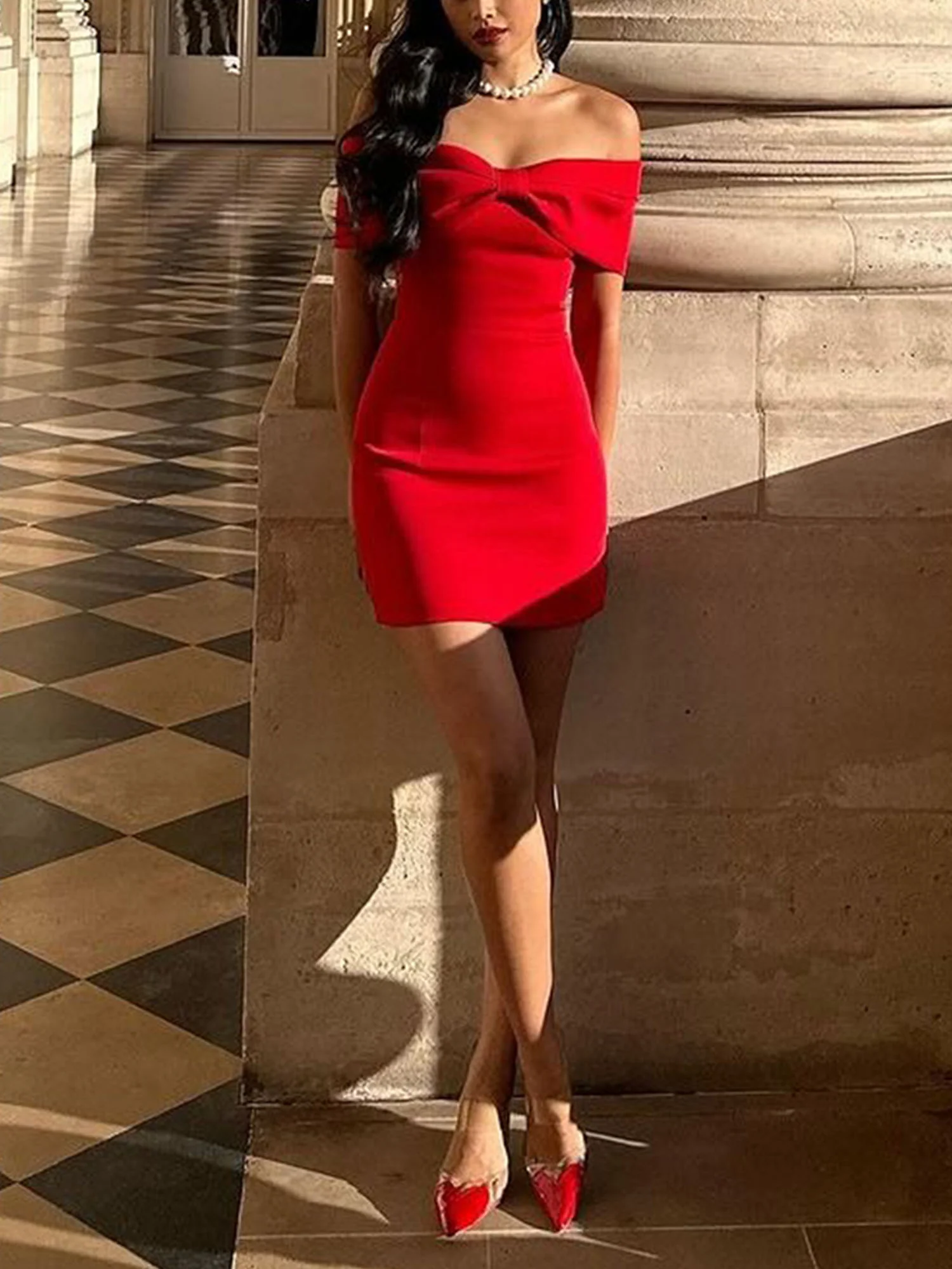 Red Vivid Mini Dress Evening Vibe - XPRESSC