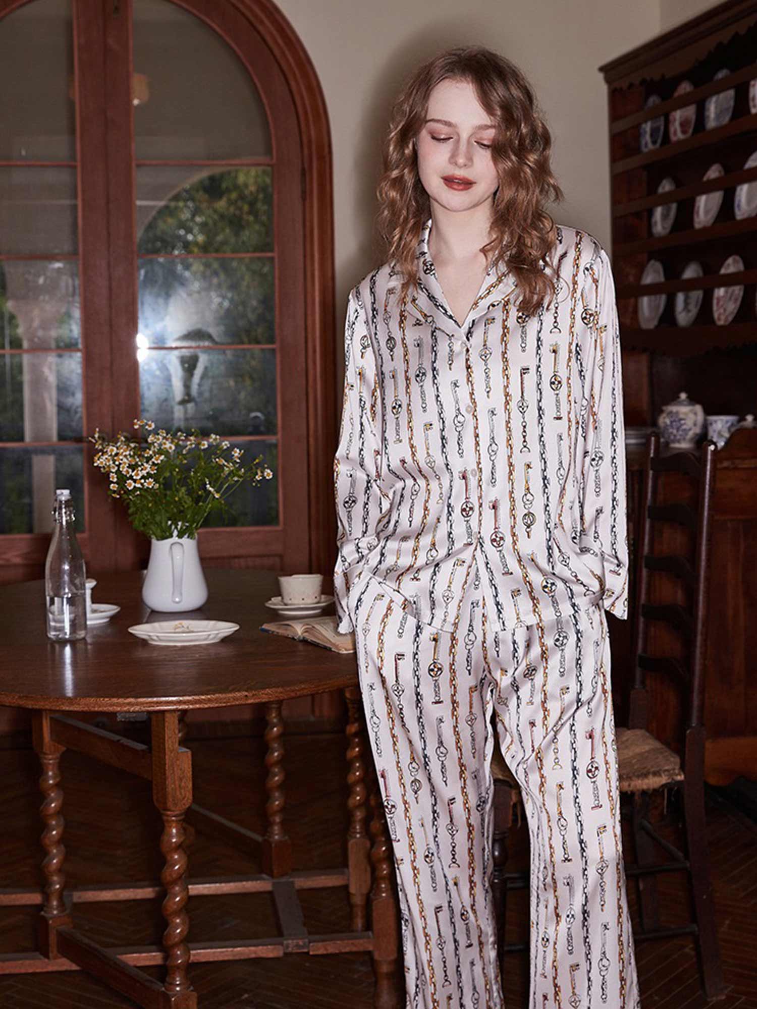 Chain Link Pattern Pajama Set - XPRESSC