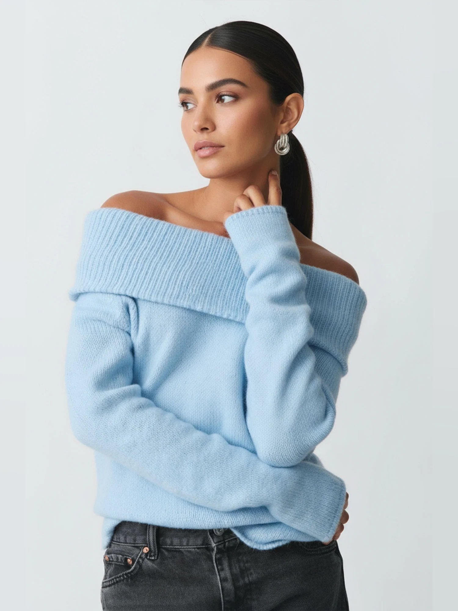 Off Shoulder Collar Top Sweet Versatile Fit - XPRESSC
