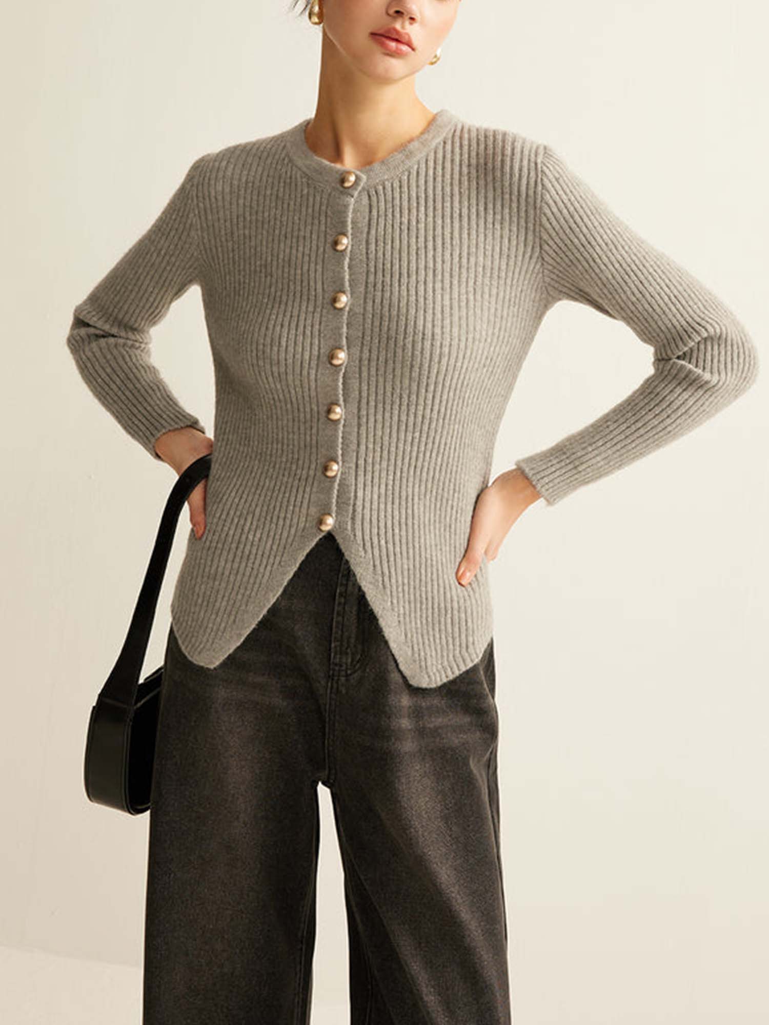 Ribbed Button Cardigan - XPRESSC