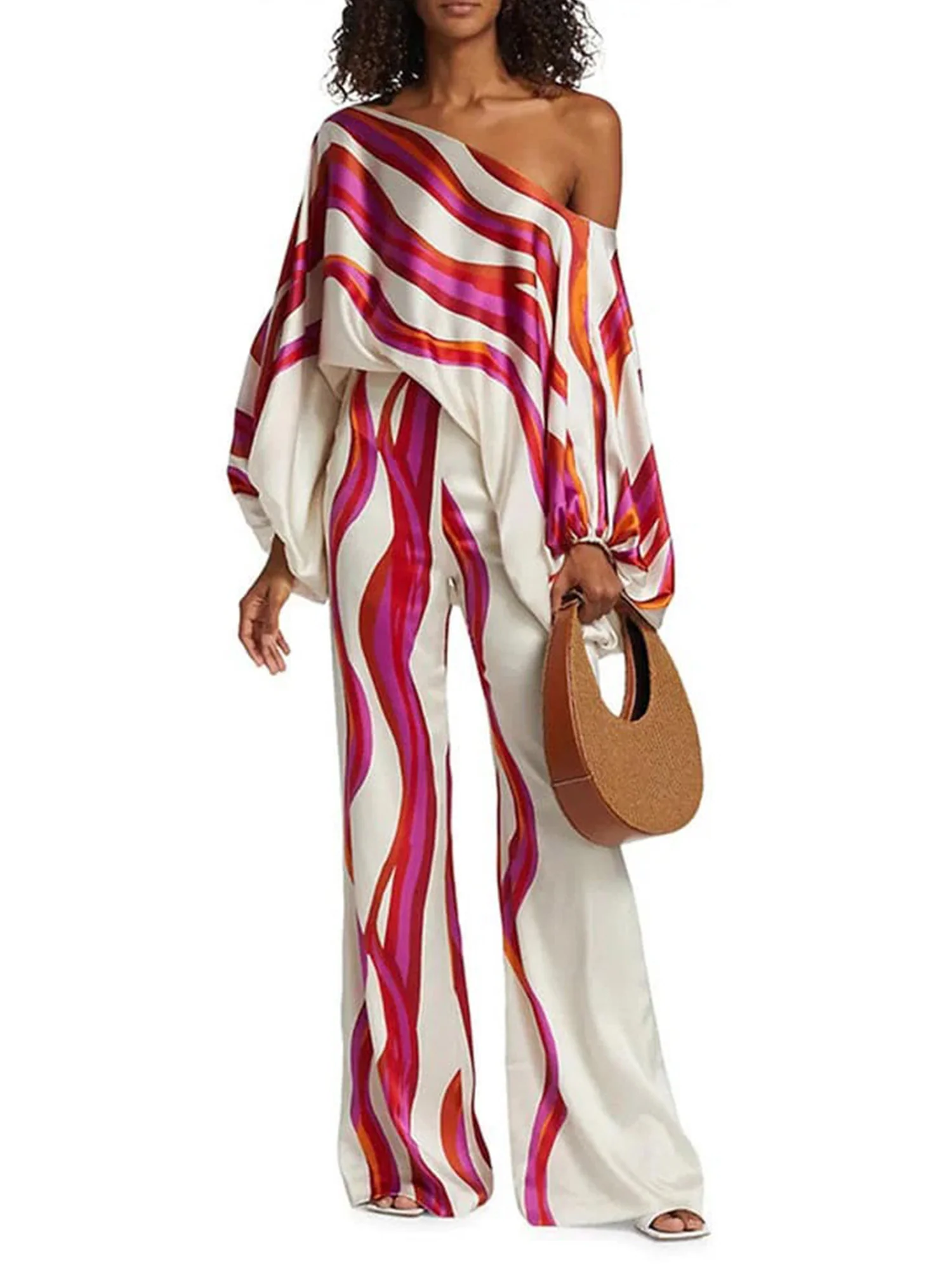 Radiant Stripe Off-Shoulder Set - XPRESSC