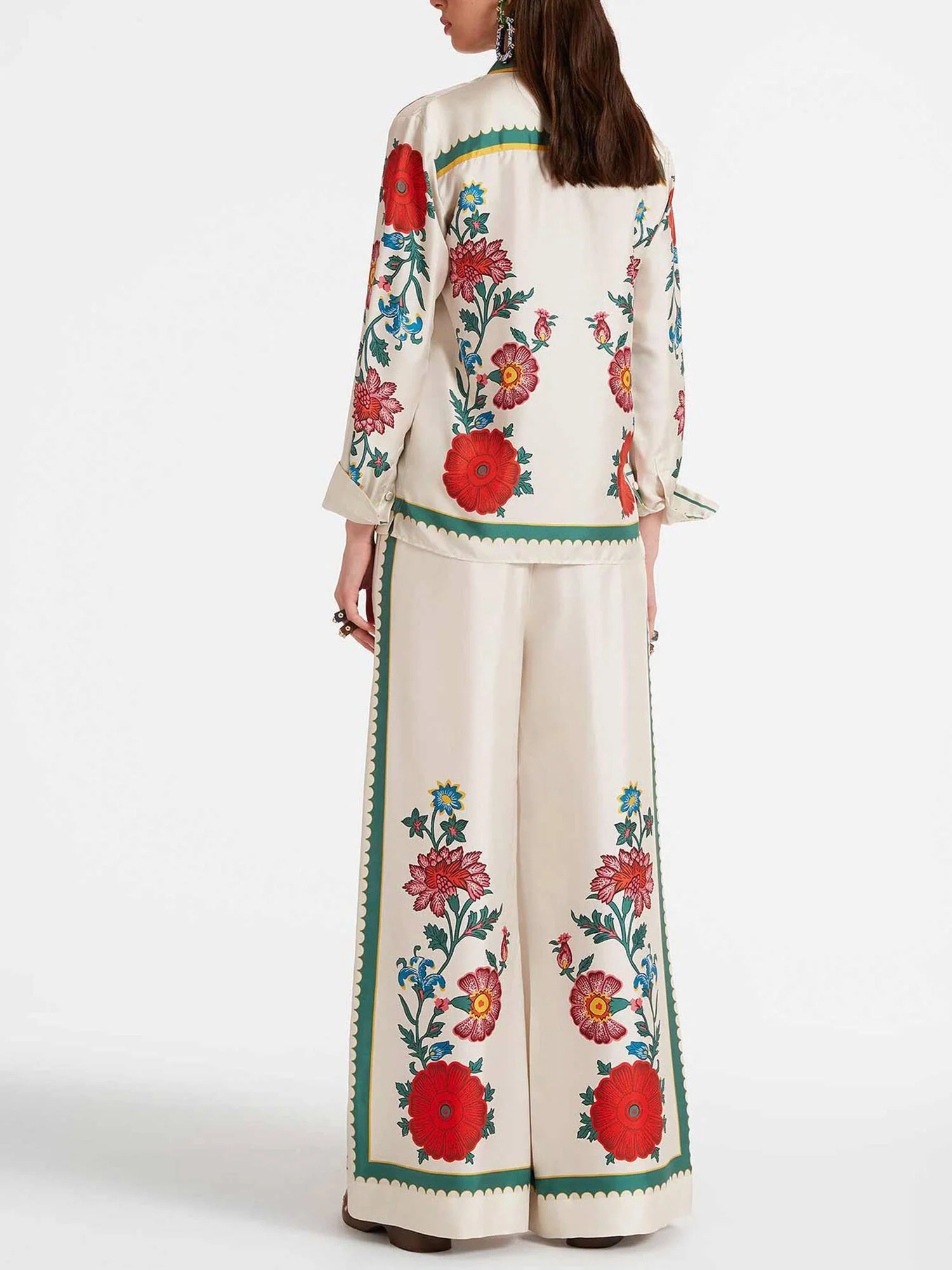 White Blossom Wide-Leg Pants - XPRESSC