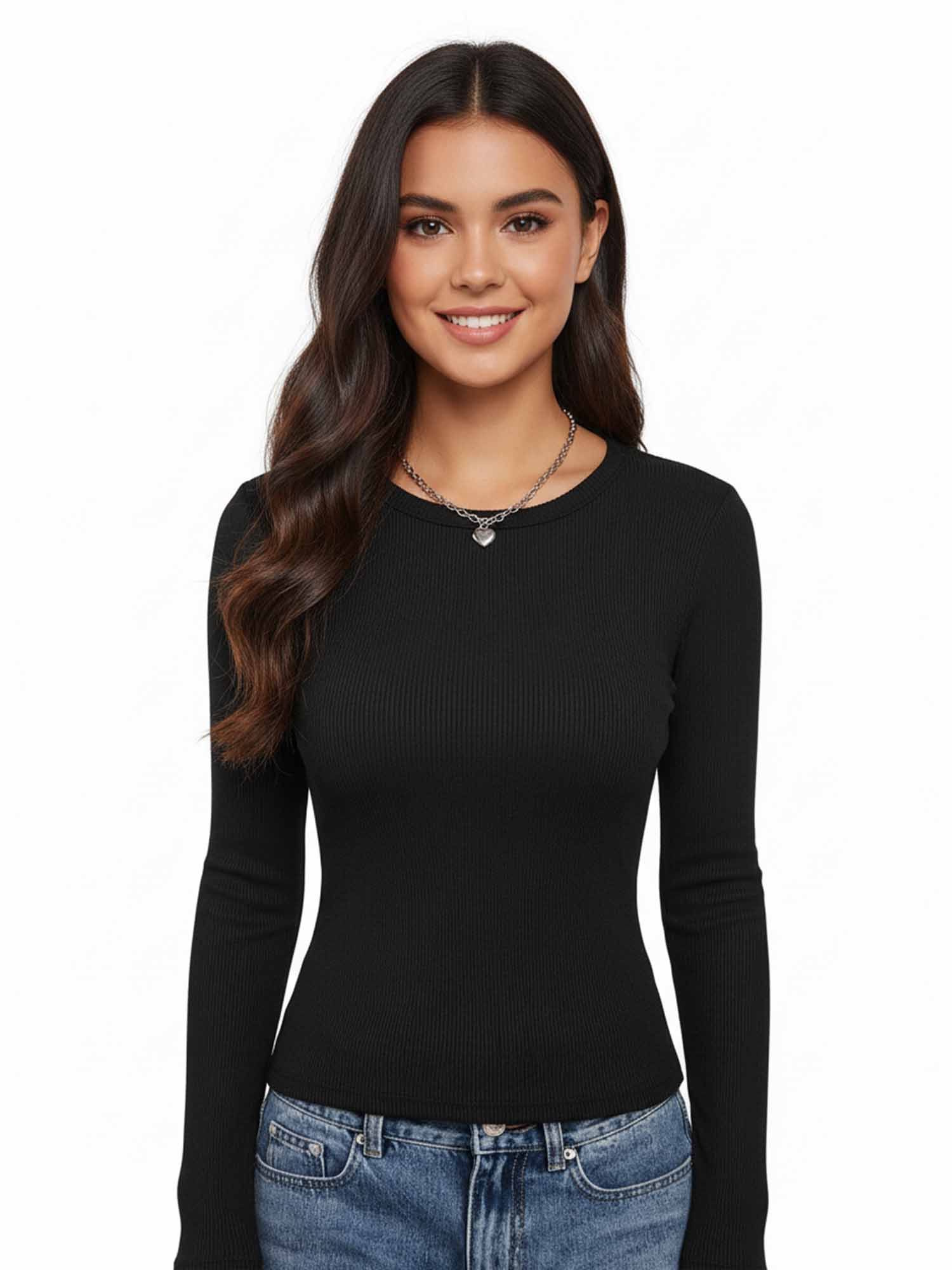 Ribbed Long-Sleeve Fitted Tee - XPRESSC