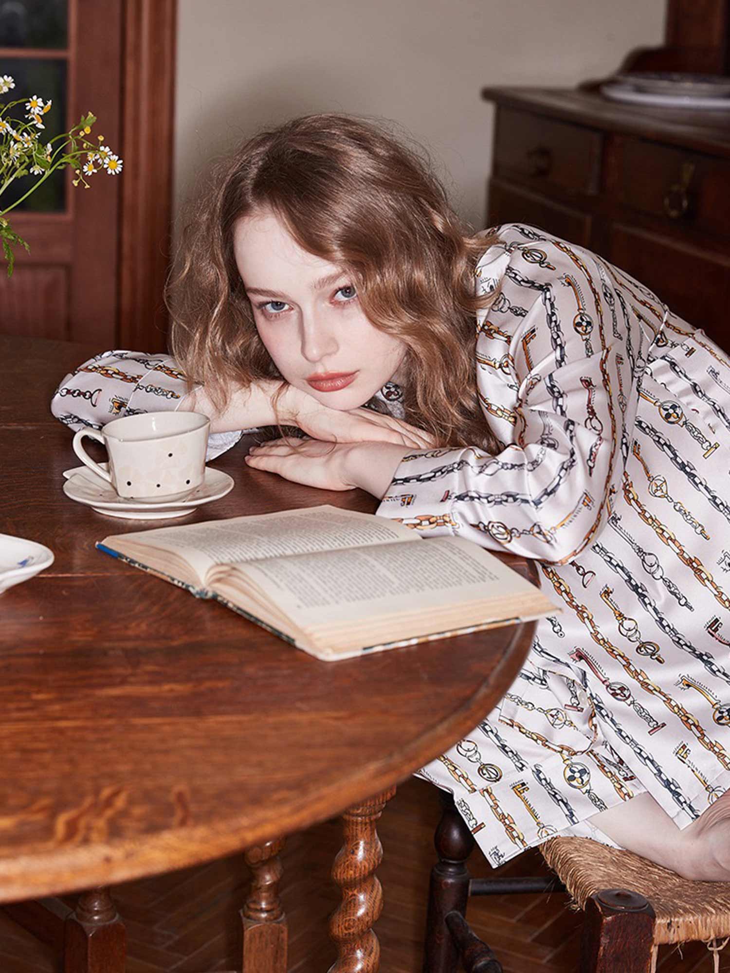 Chain Link Pattern Pajama Set - XPRESSC