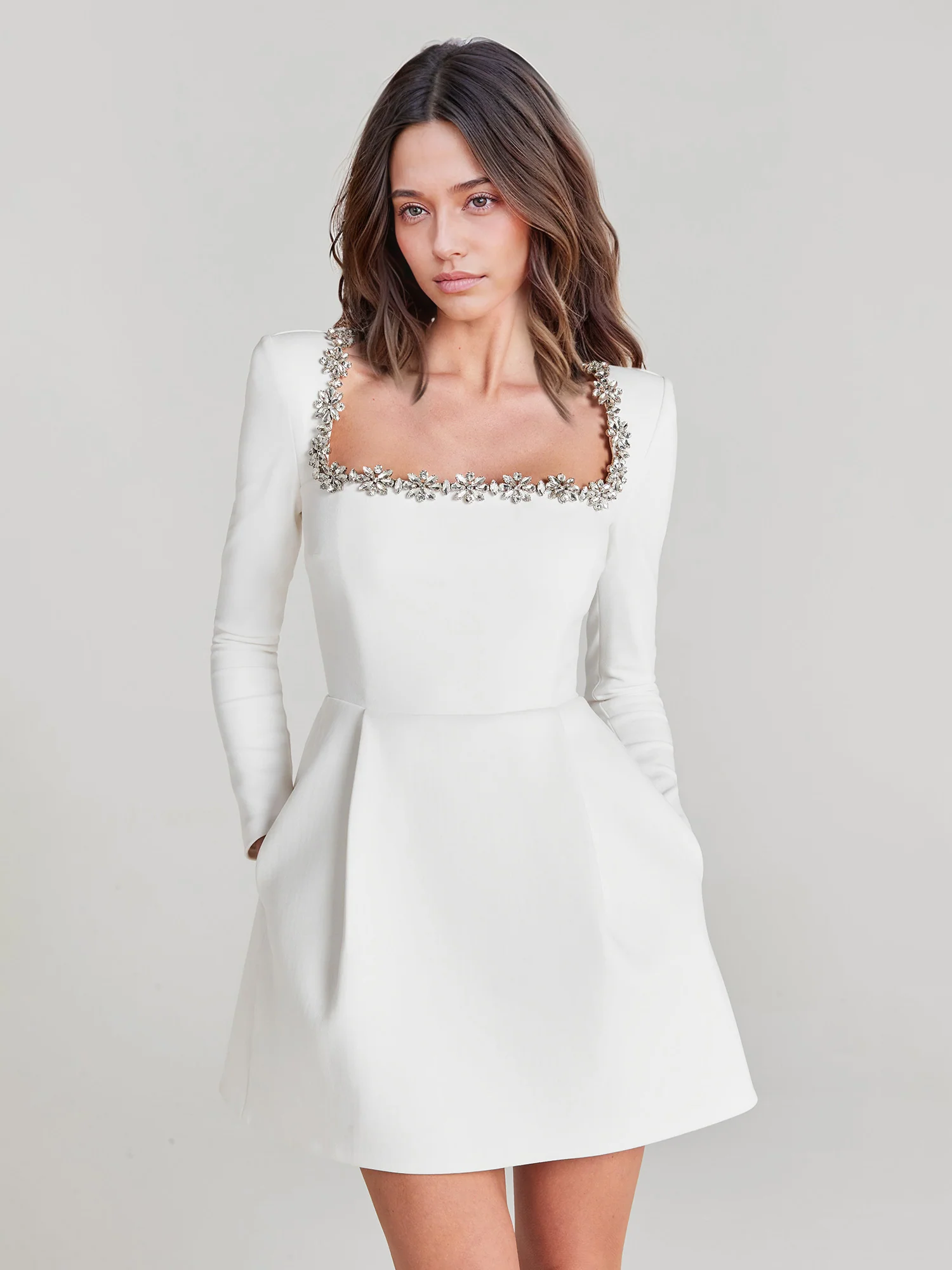 White Striped Velvet Dress - XPRESSC