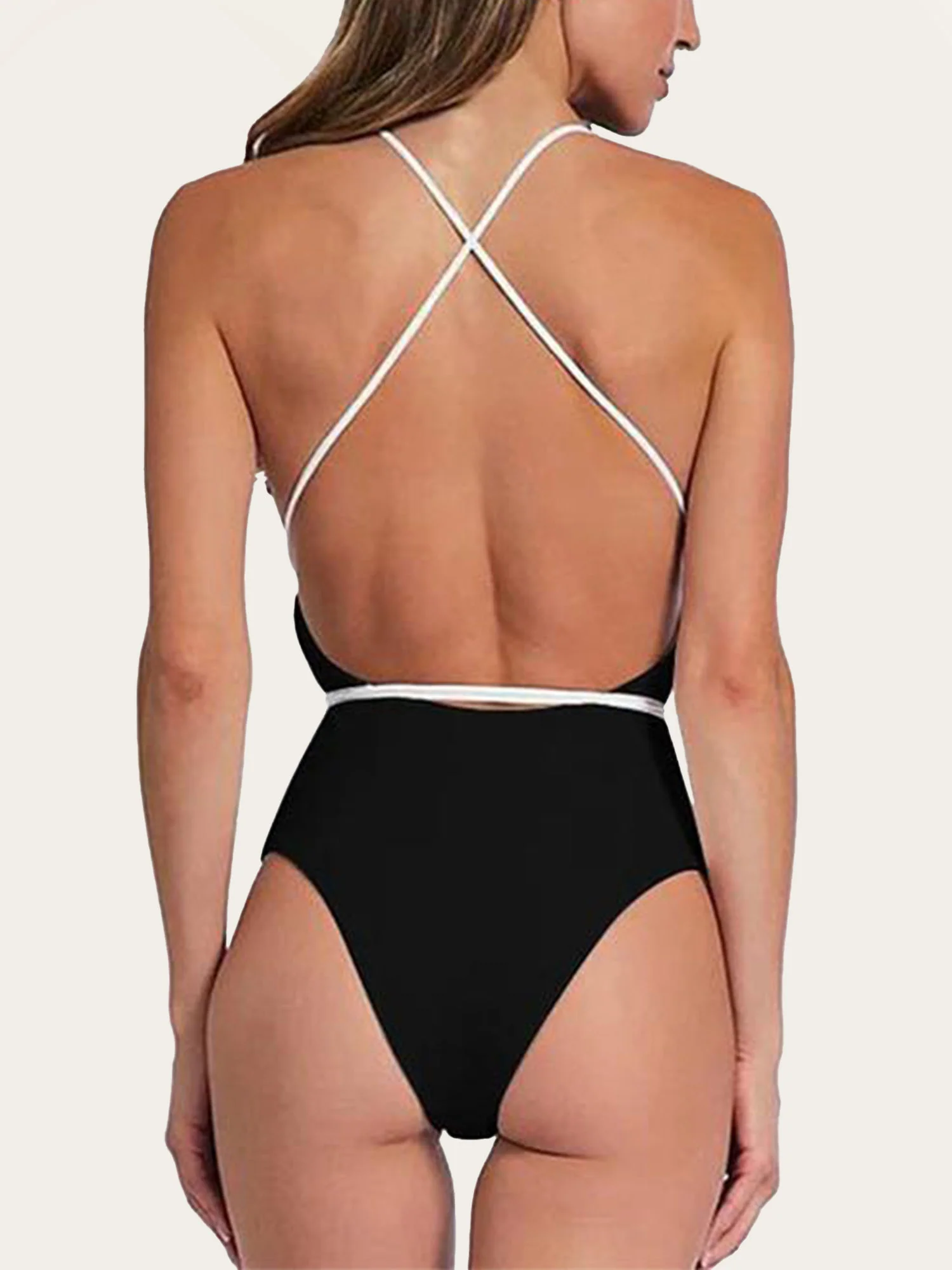White and Black Floral One-Piece Swimsuit - XPRESSC