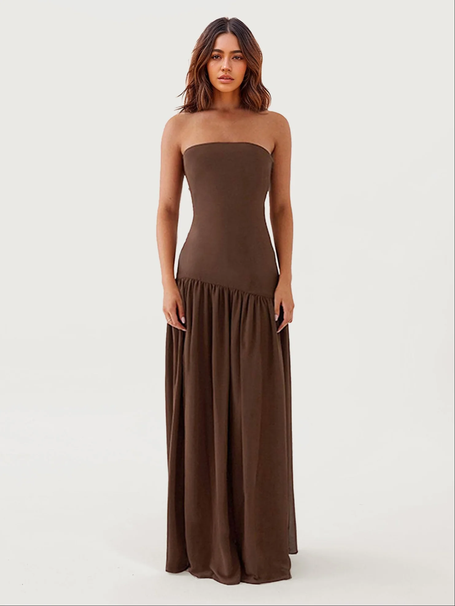 Strapless Ruffle Maxi Dress - XPRESSC