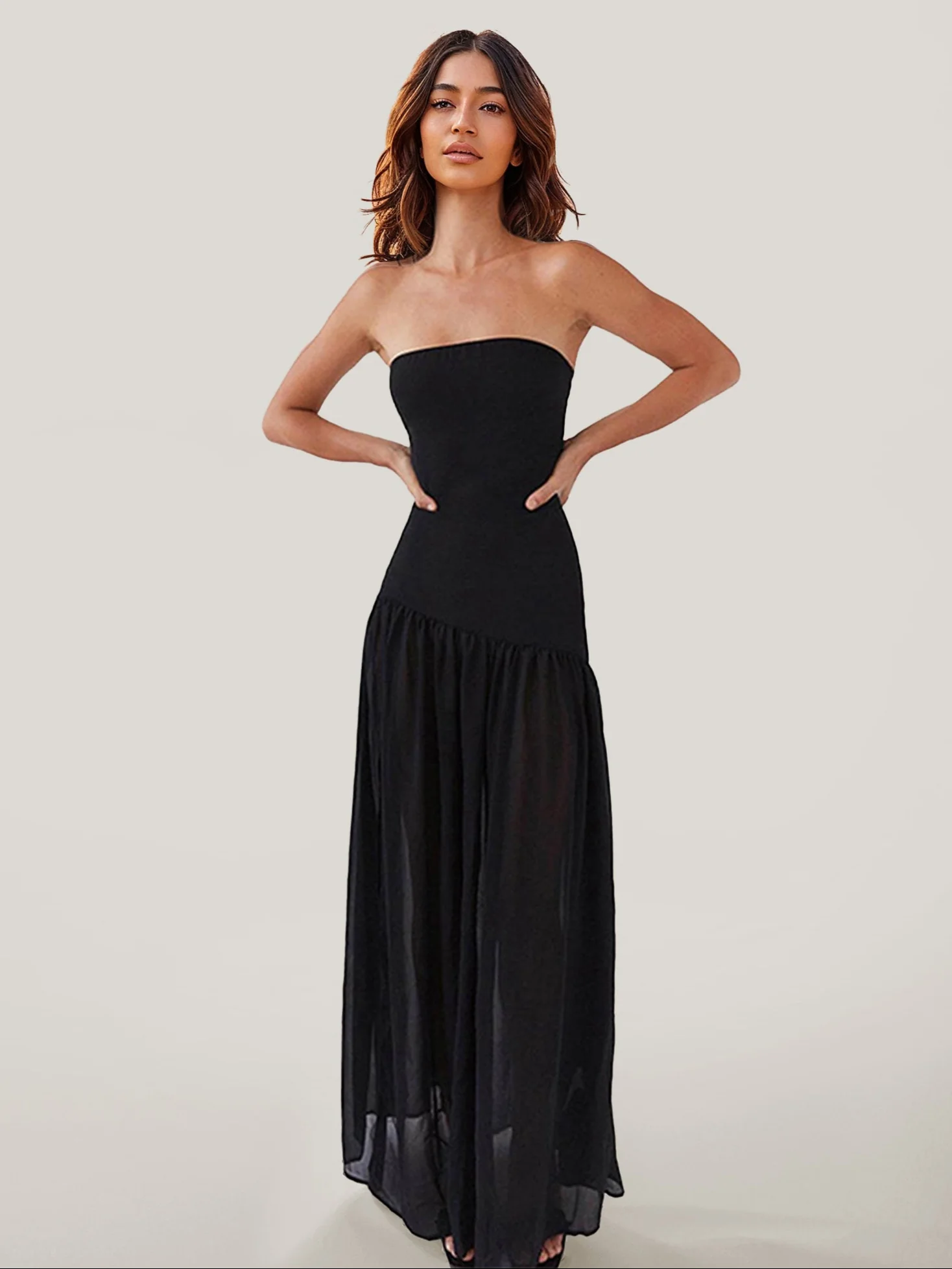 Strapless Ruffle Maxi Dress - XPRESSC