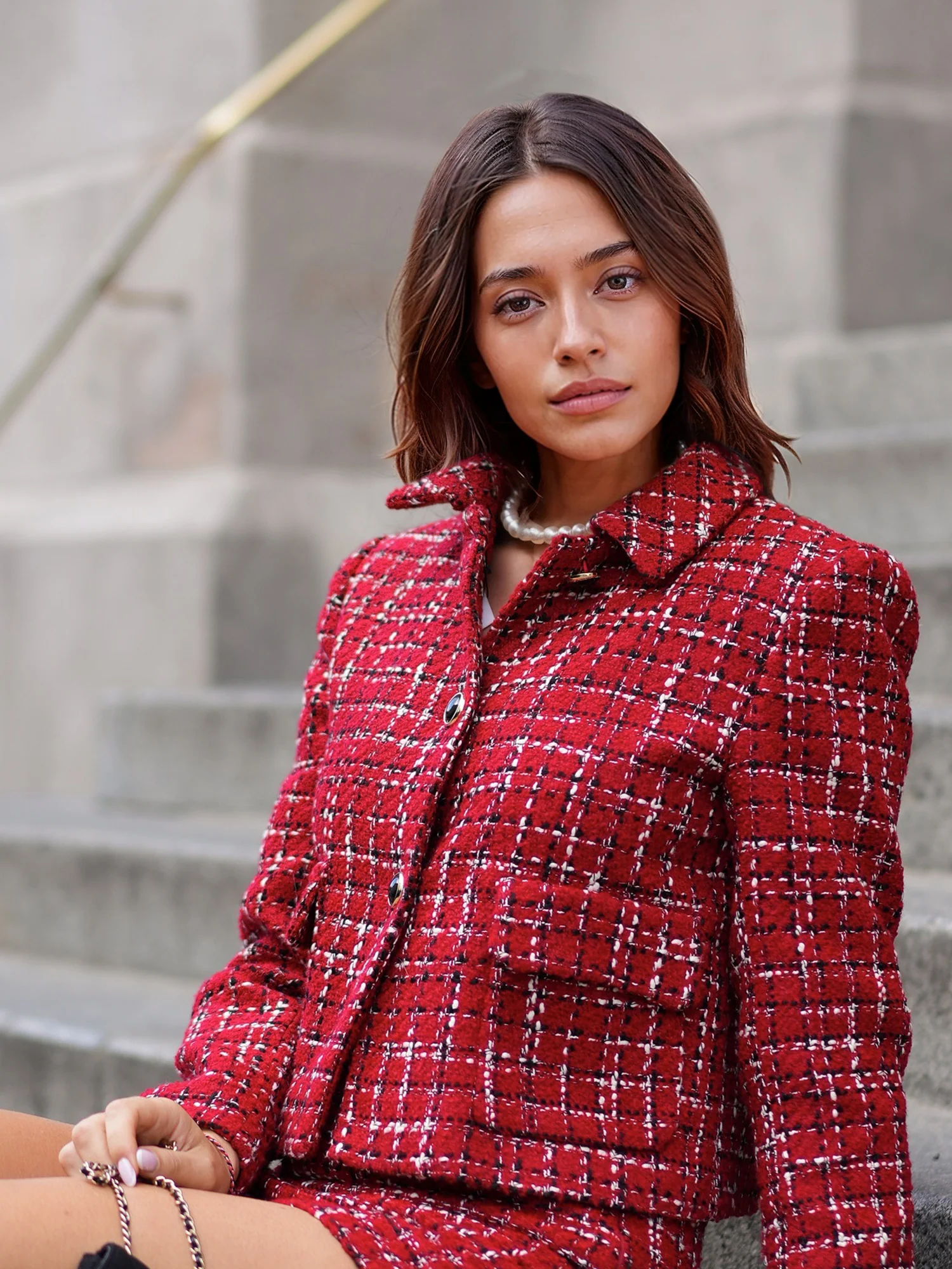 Plaid Tweed Structured Jacket - XPRESSC