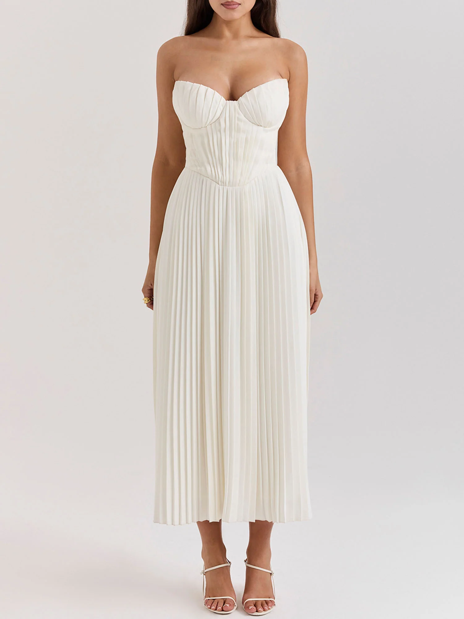 Pleated Strapless Sky Blue Maxi Dress - XPRESSC