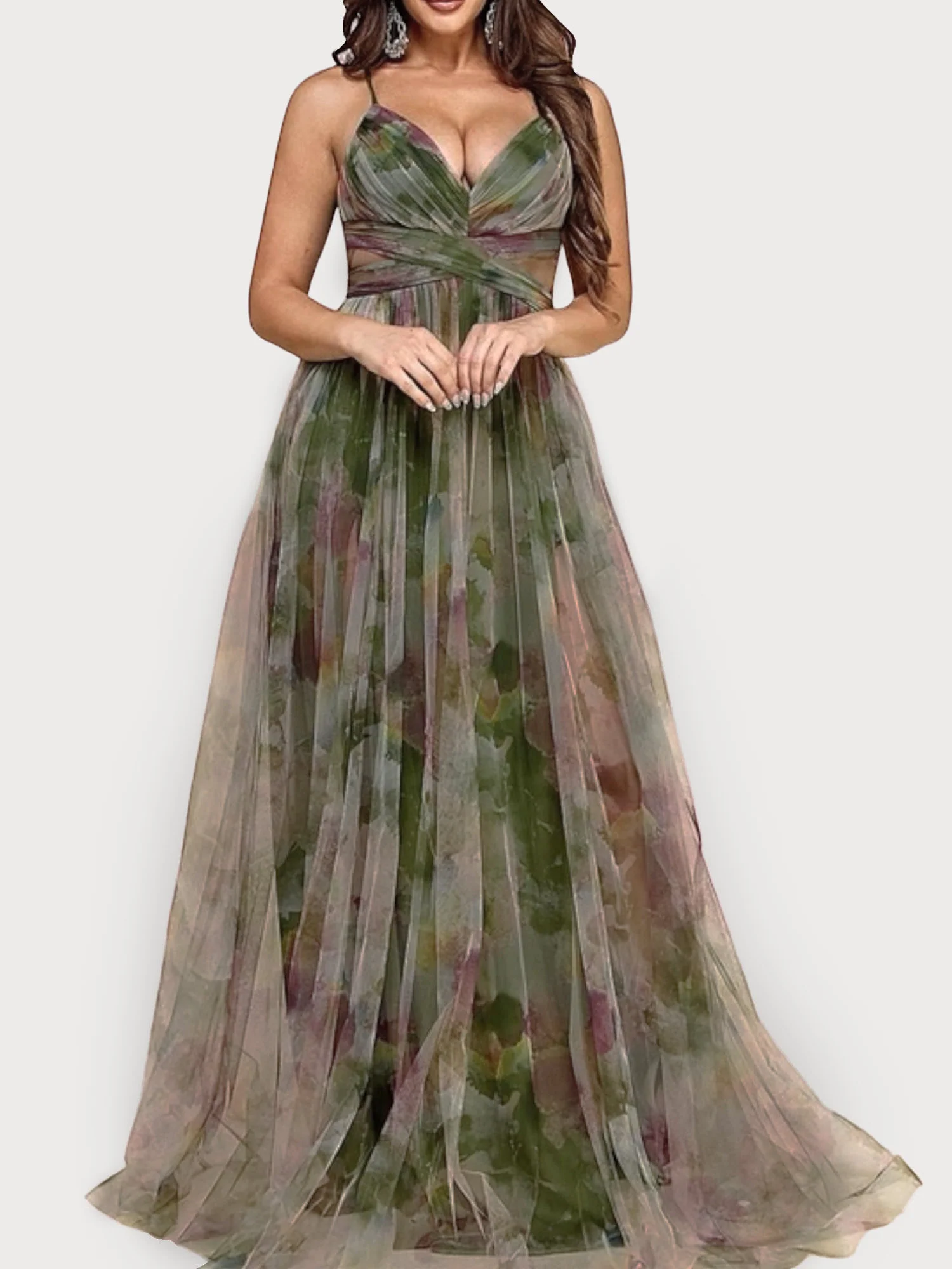 Floral Cross-Back Maxi Dress - XPRESSC