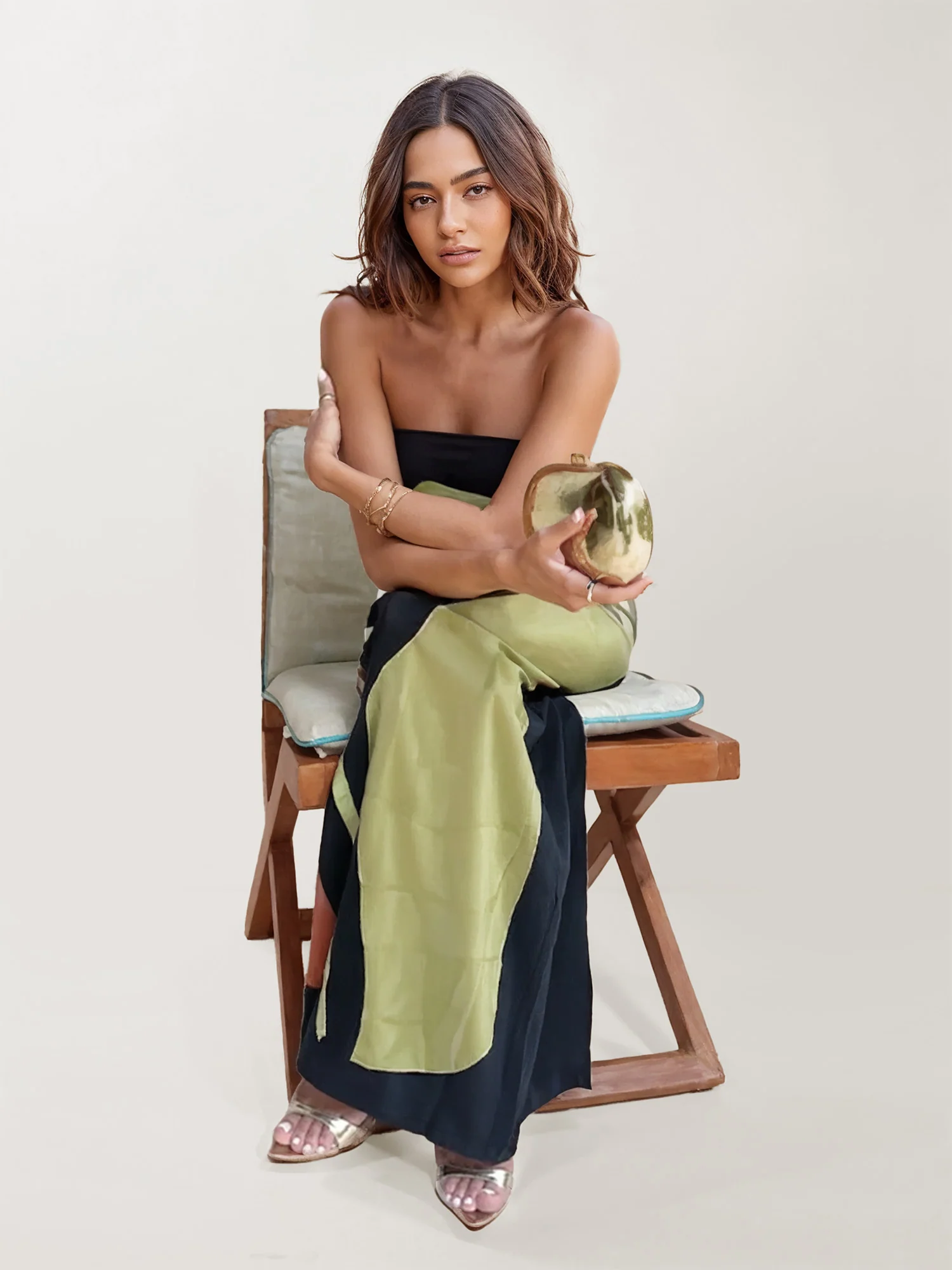 Abstract Floral Print Strapless Maxi Dress - XPRESSC