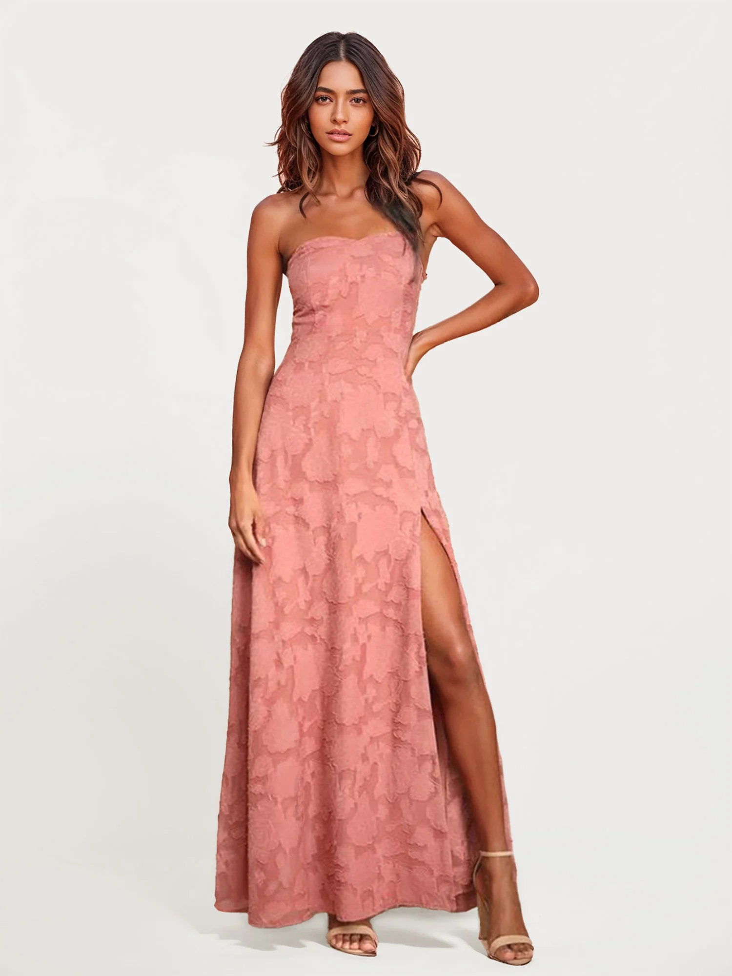 Strapless Floral Lace Maxi Dress - XPRESSC