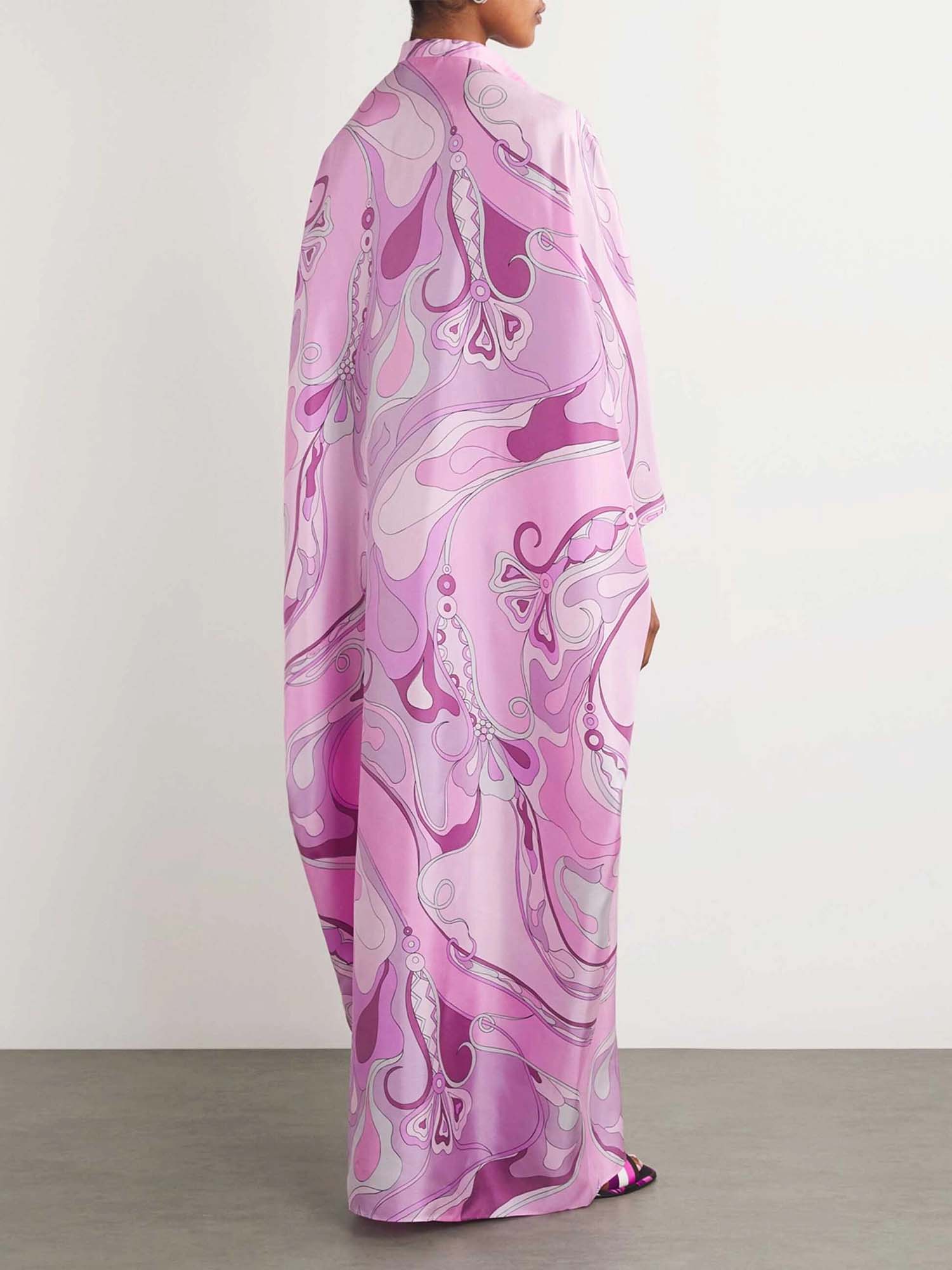 Pink Swirl Print Maxi Kaftan Dress - XPRESSC